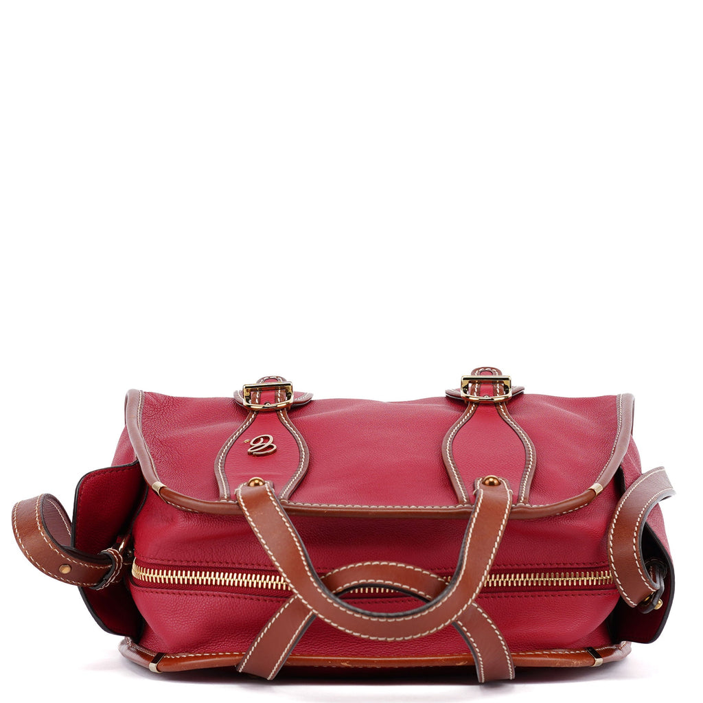 Red Leather 2-Way Tote Bag