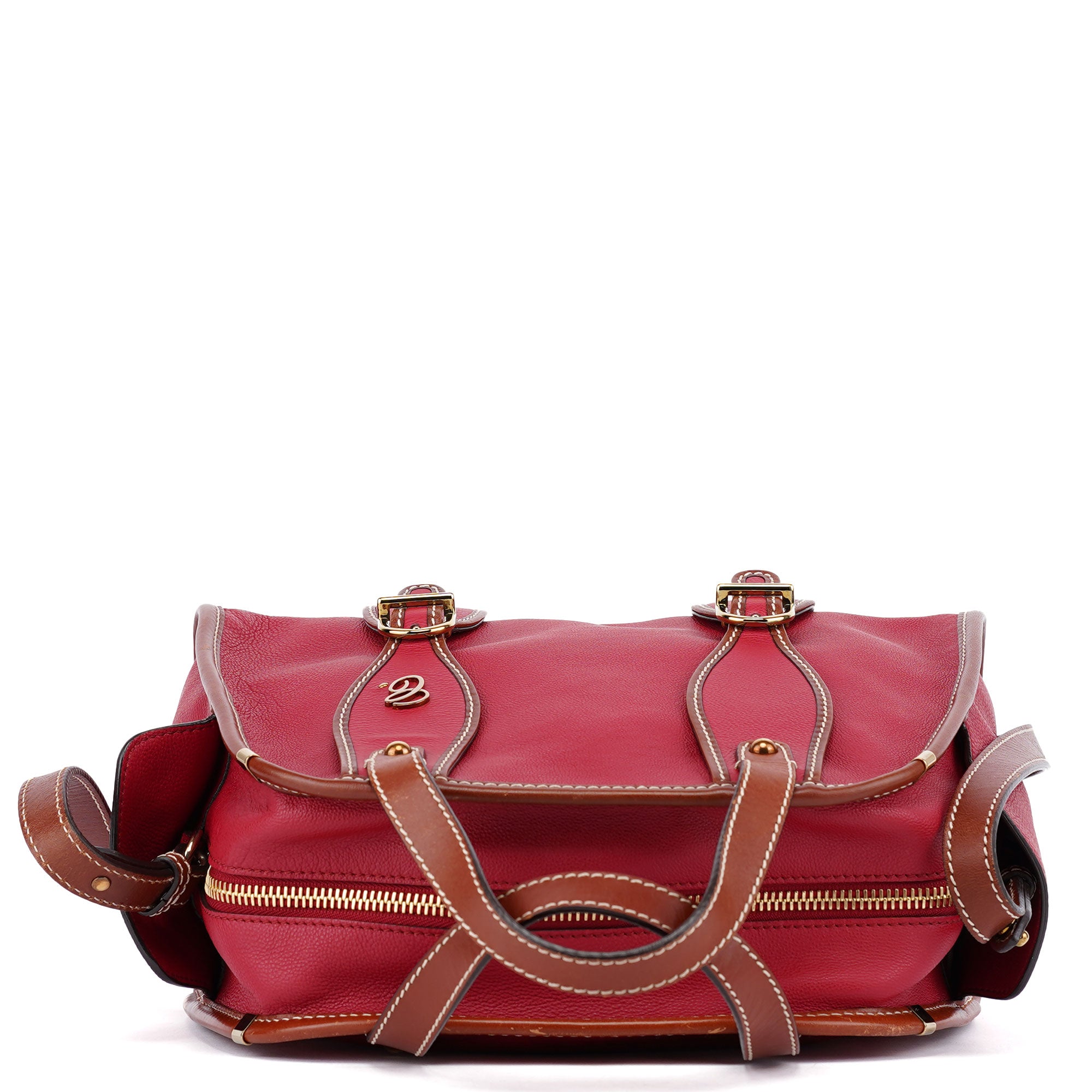 Red Leather 2-Way Tote Bag