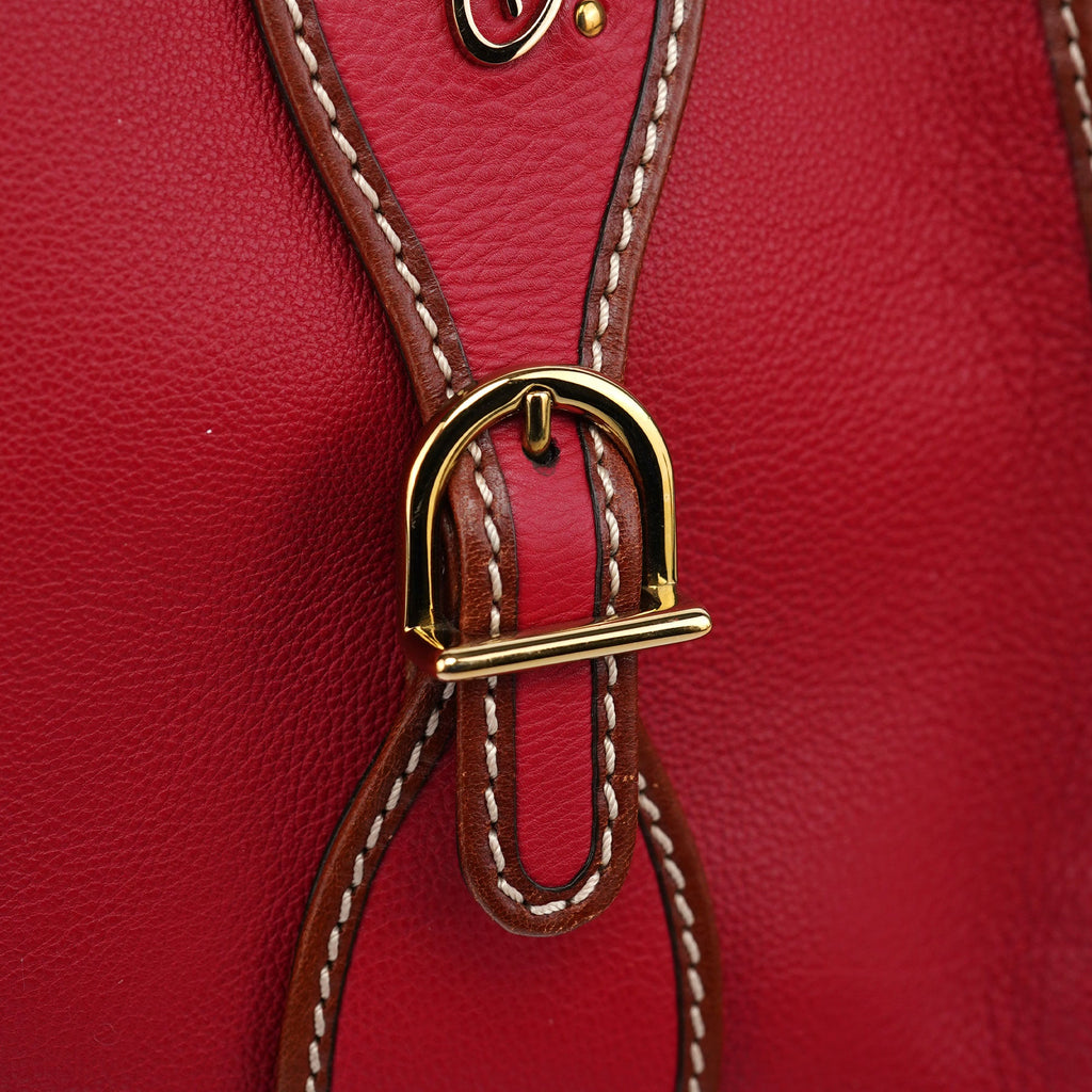 Red Leather 2-Way Tote Bag