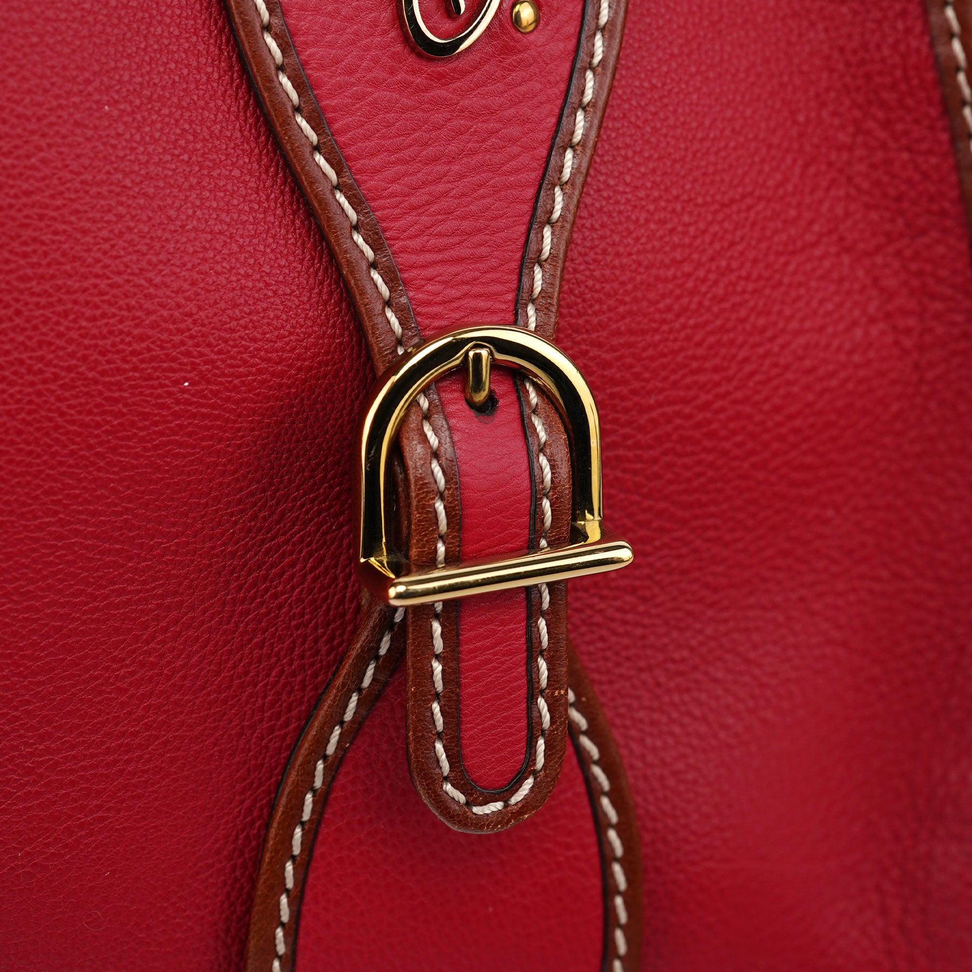 Red Leather 2-Way Tote Bag
