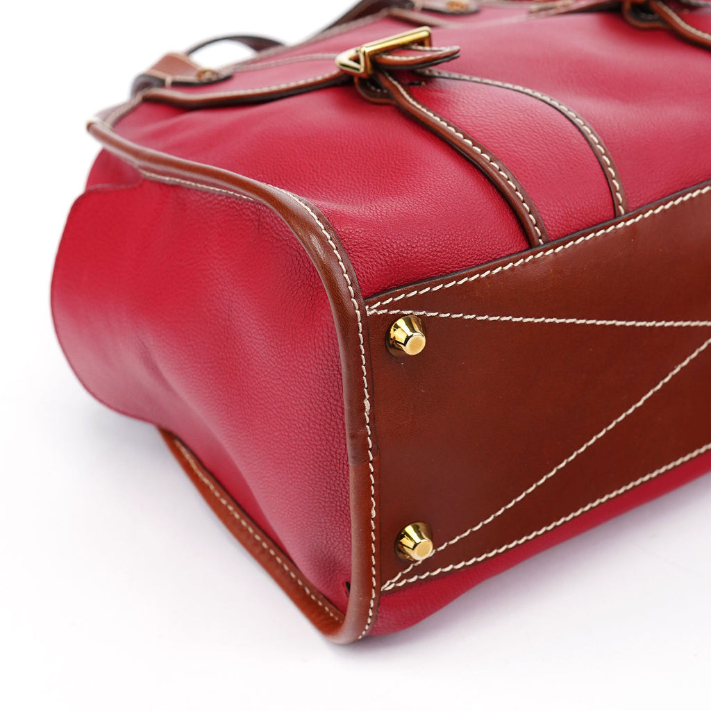 Red Leather 2-Way Tote Bag