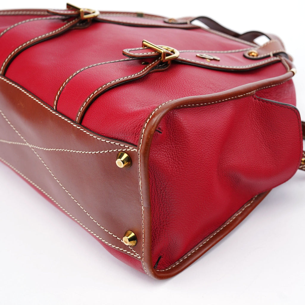 Red Leather 2-Way Tote Bag