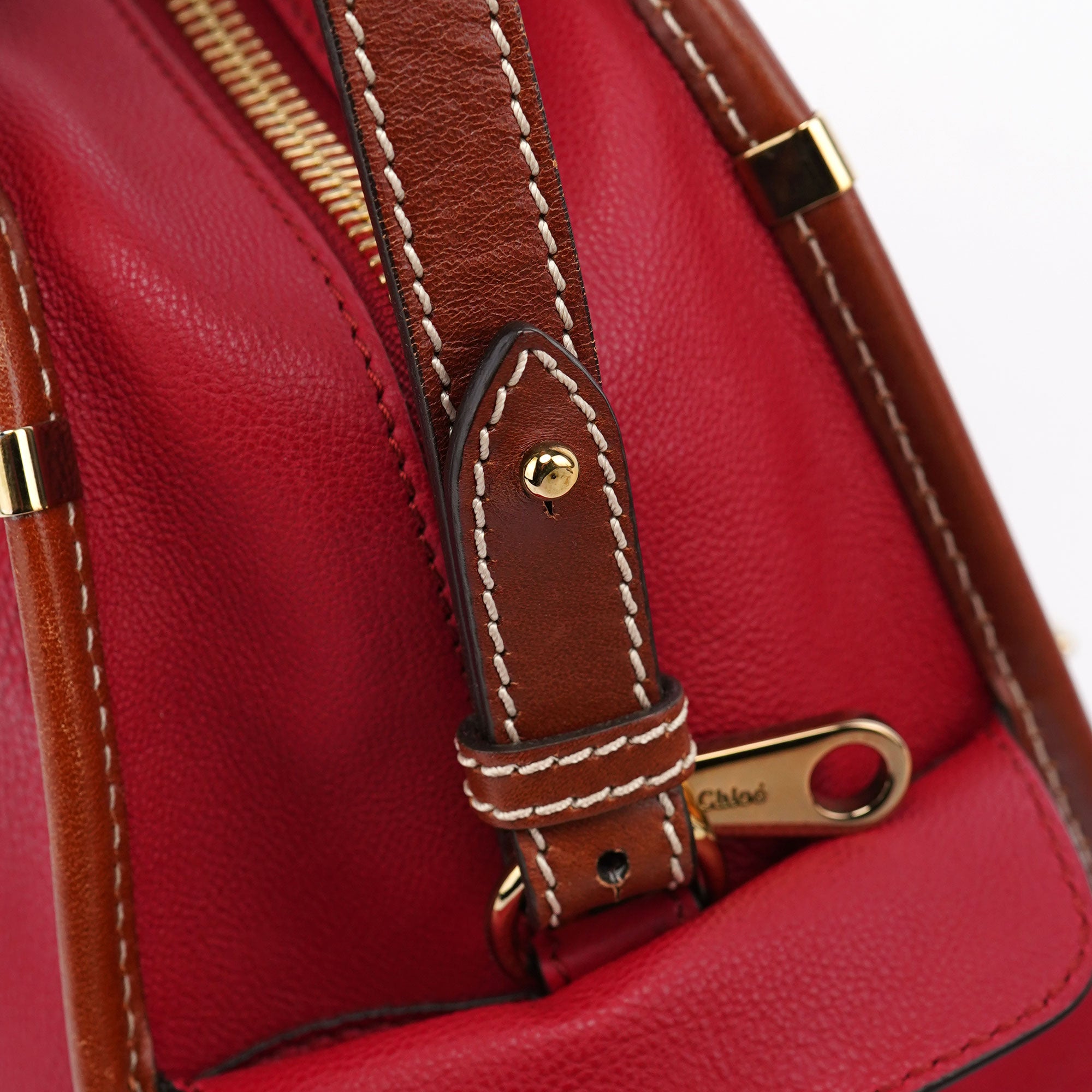 Red Leather 2-Way Tote Bag