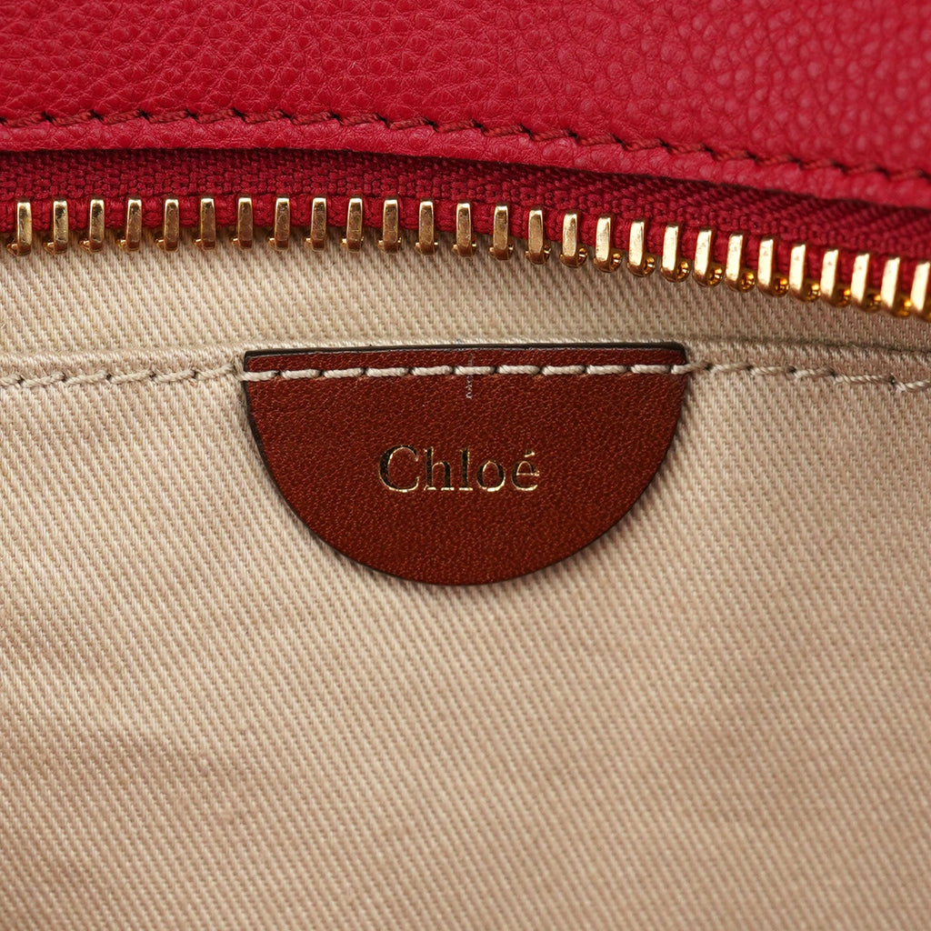 Red Leather 2-Way Tote Bag