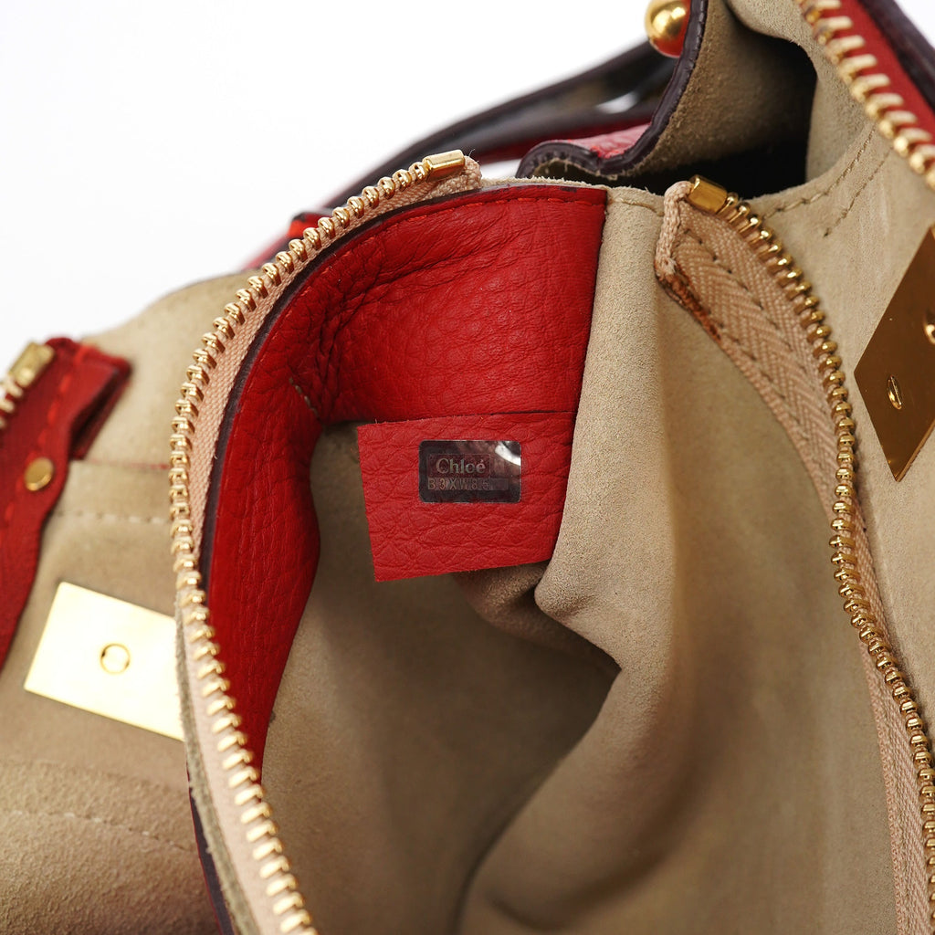 Red Leather 2-Way Tote Bag