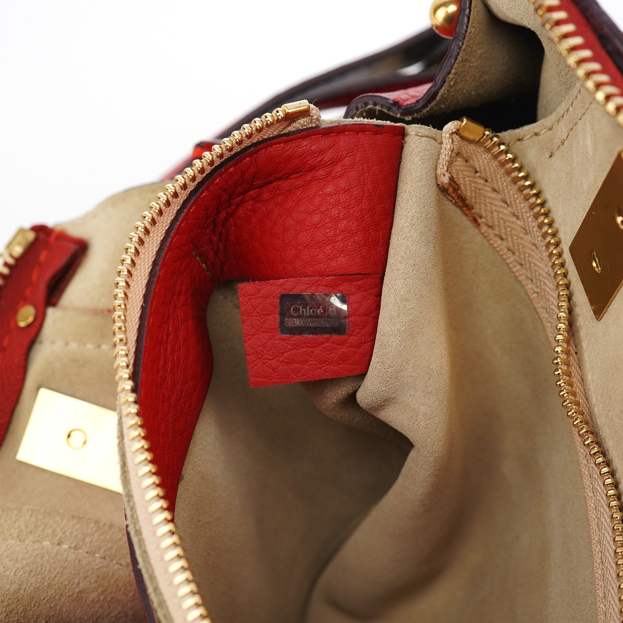 Red Leather 2-Way Tote Bag