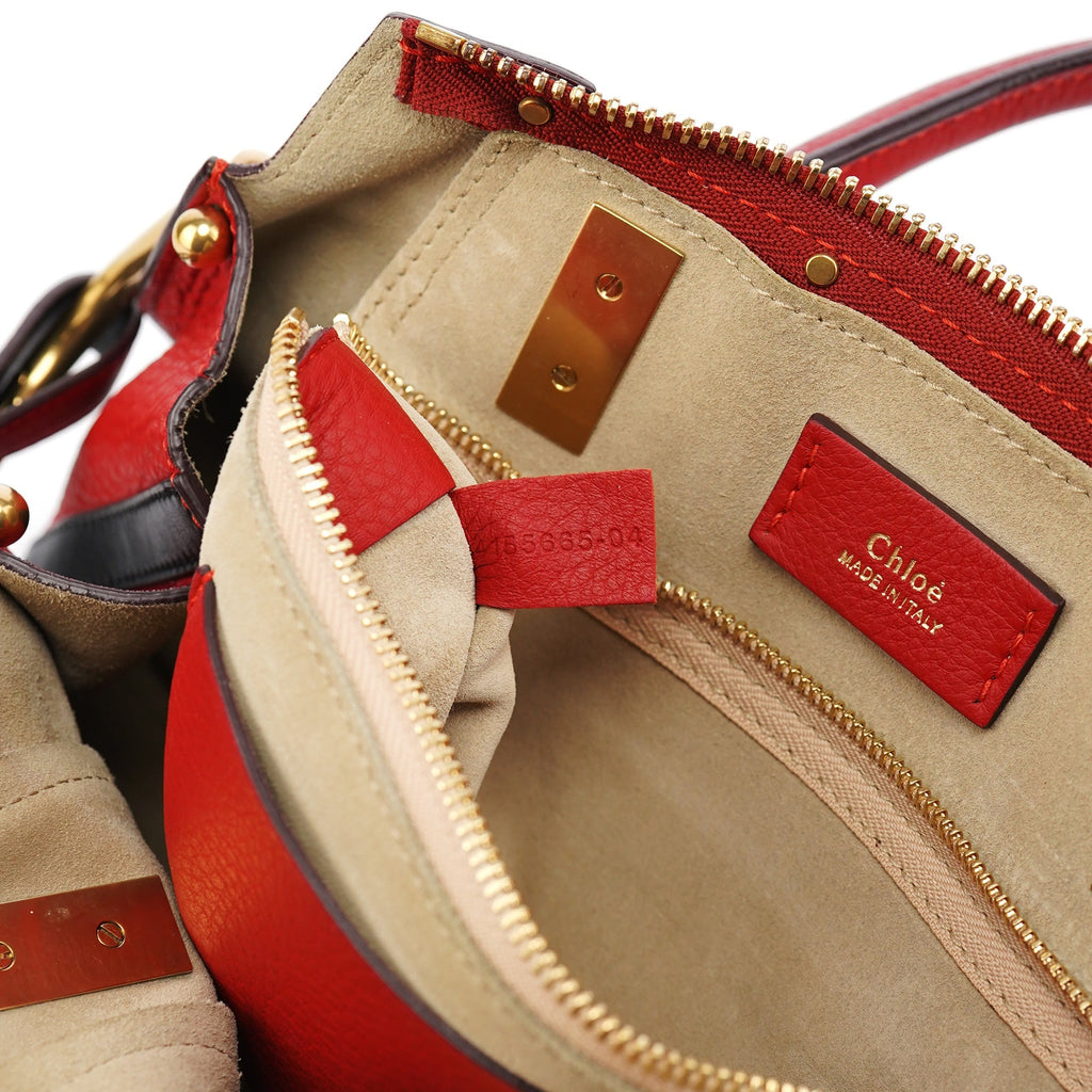 Red Leather 2-Way Tote Bag