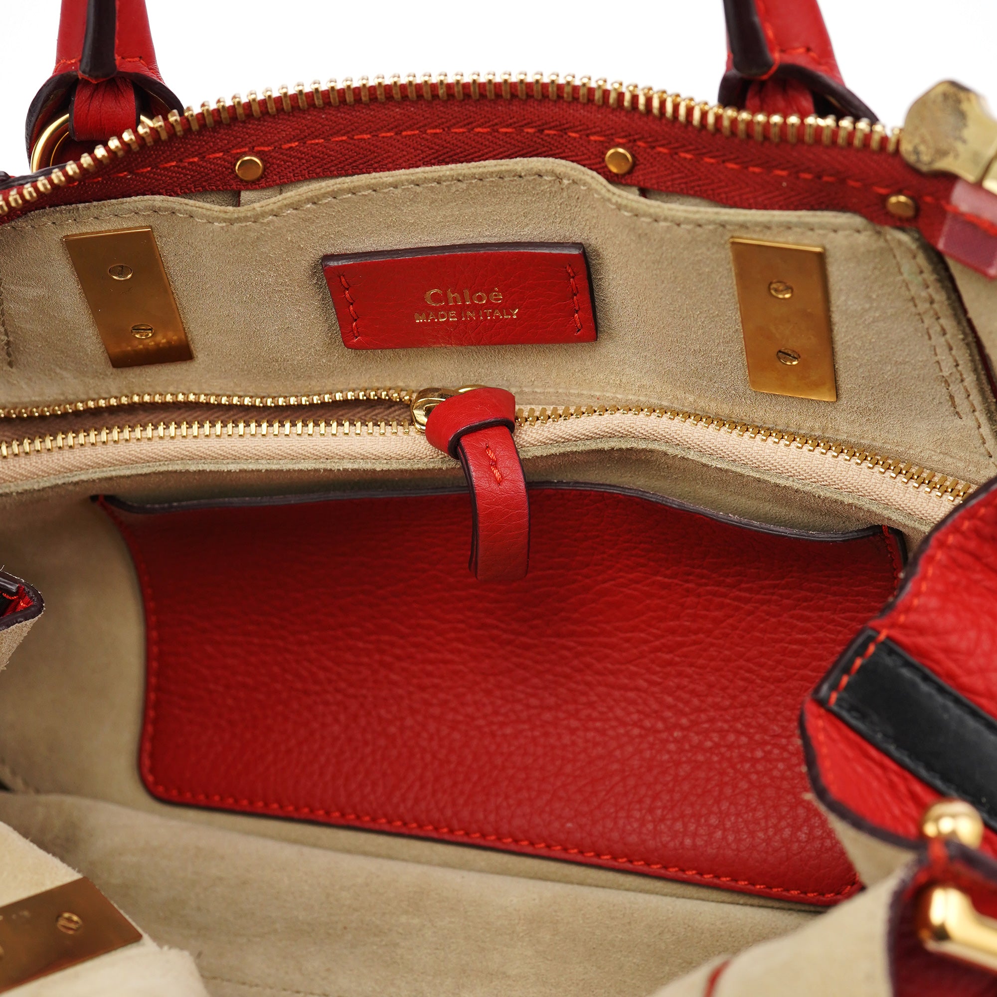 Red Leather 2-Way Tote Bag