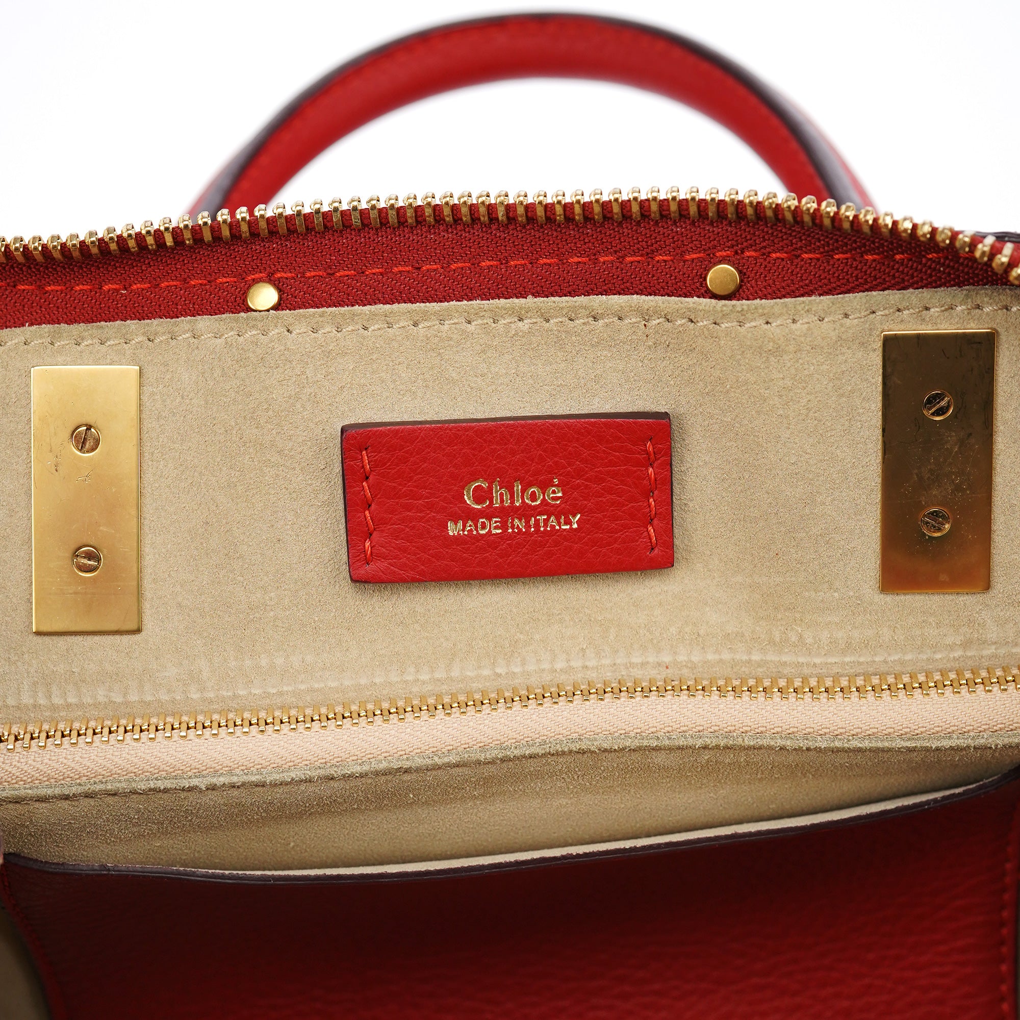 Red Leather 2-Way Tote Bag