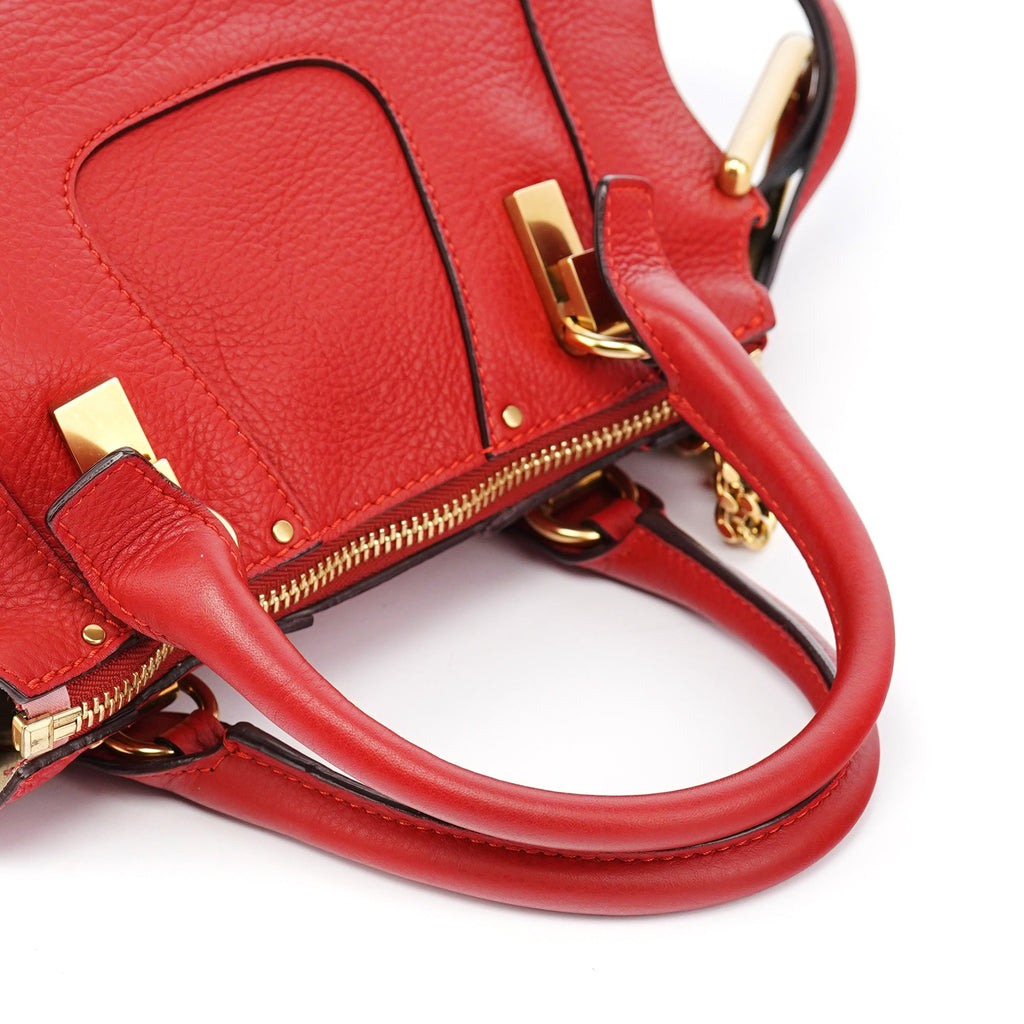 Red Leather 2-Way Tote Bag