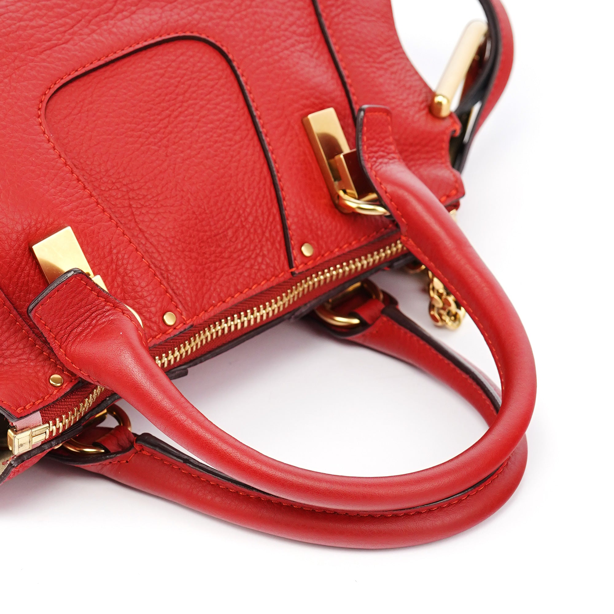 Red Leather 2-Way Tote Bag