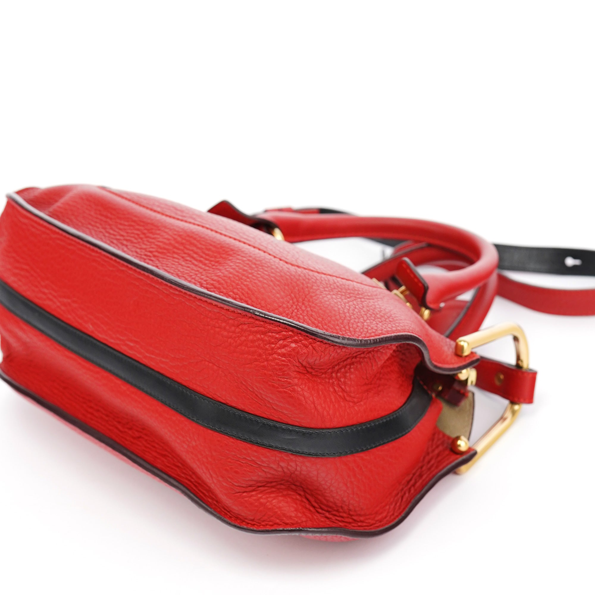 Red Leather 2-Way Tote Bag