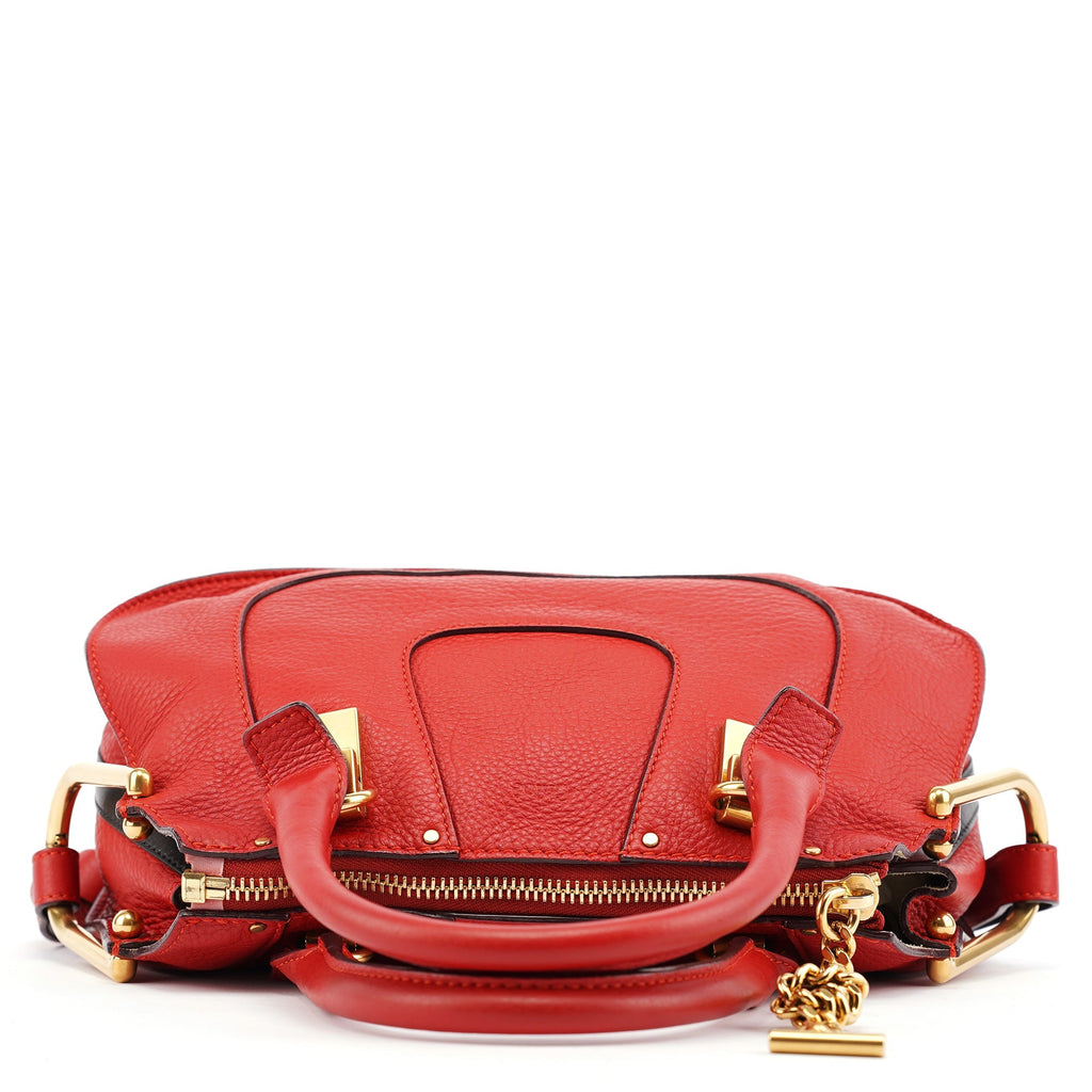 Red Leather 2-Way Tote Bag
