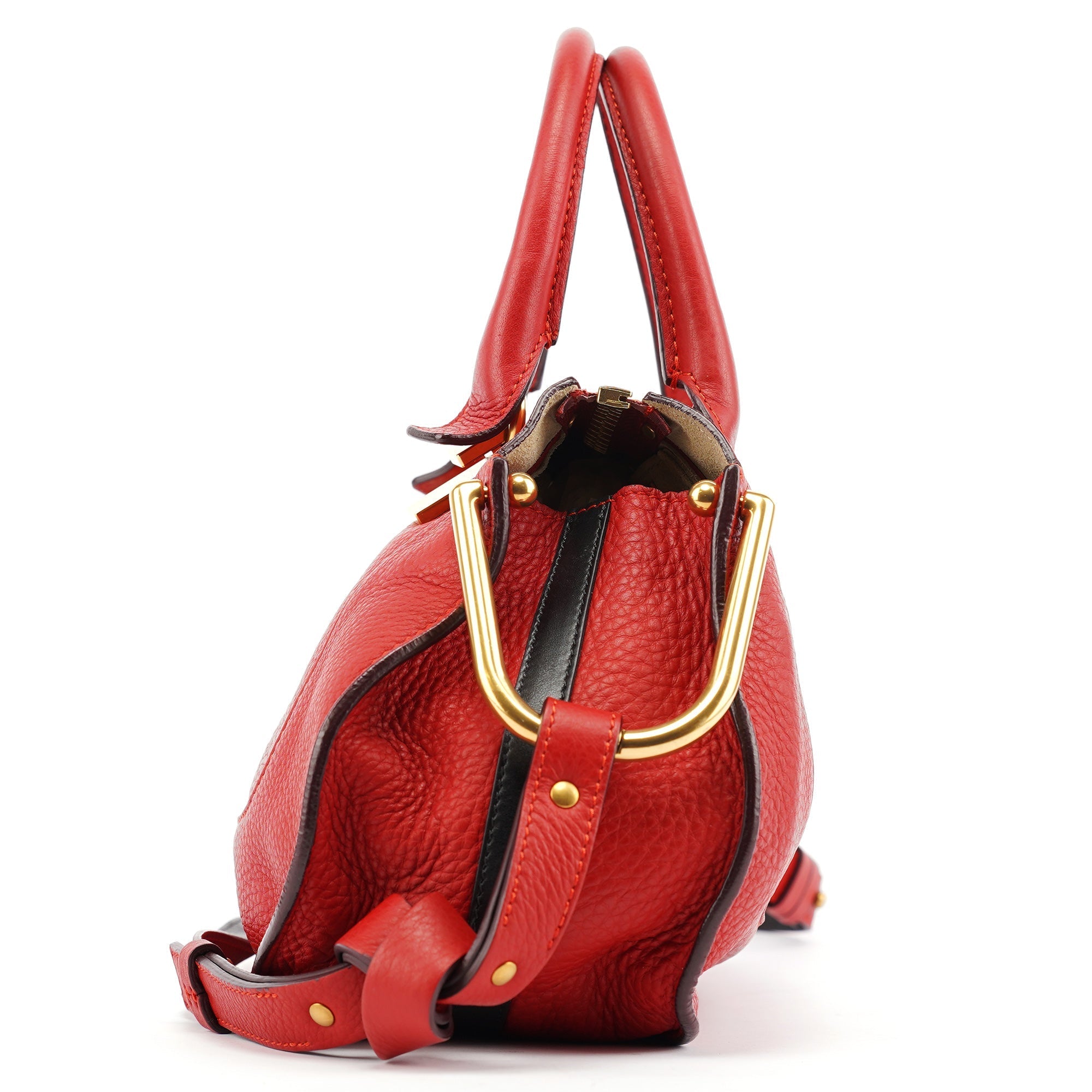 Red Leather 2-Way Tote Bag