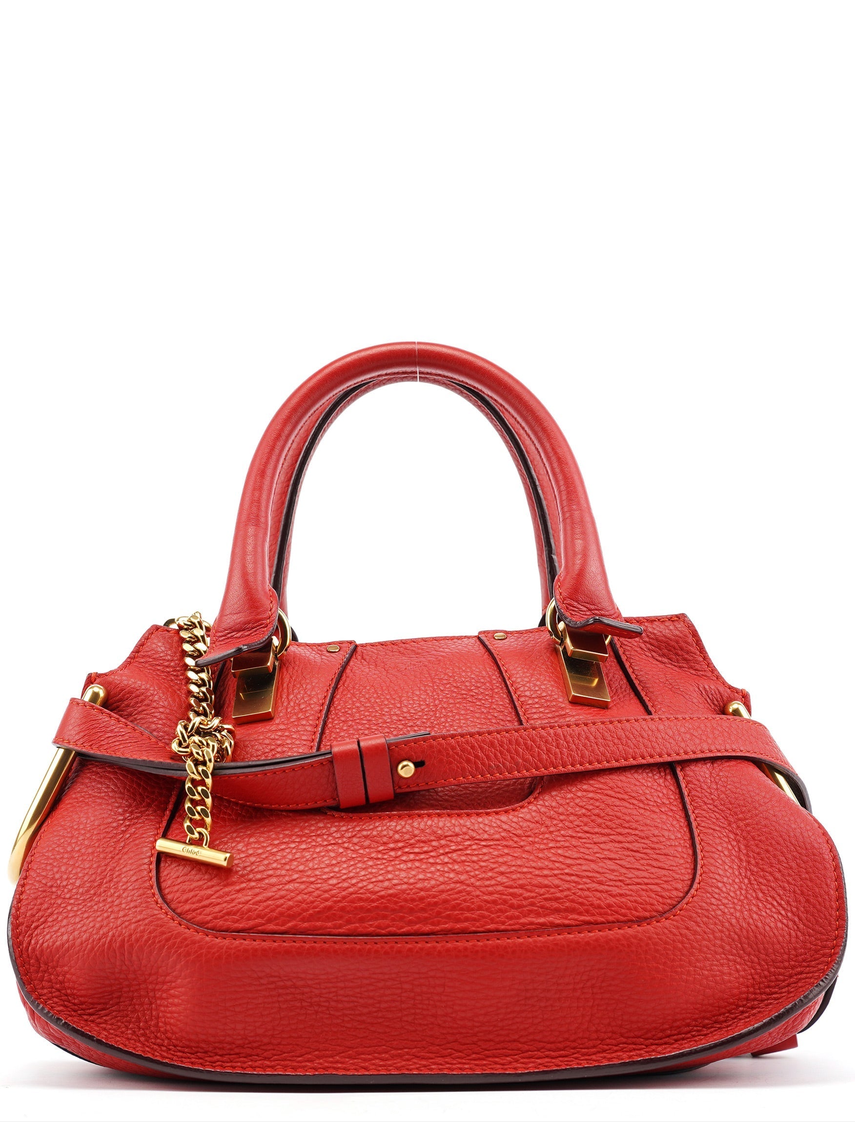 Red Leather 2-Way Tote Bag