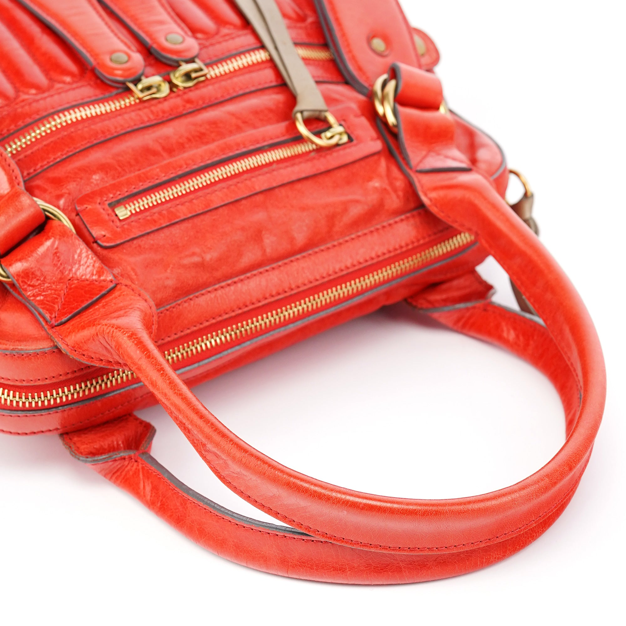 Red Leather Bay Tote Bag