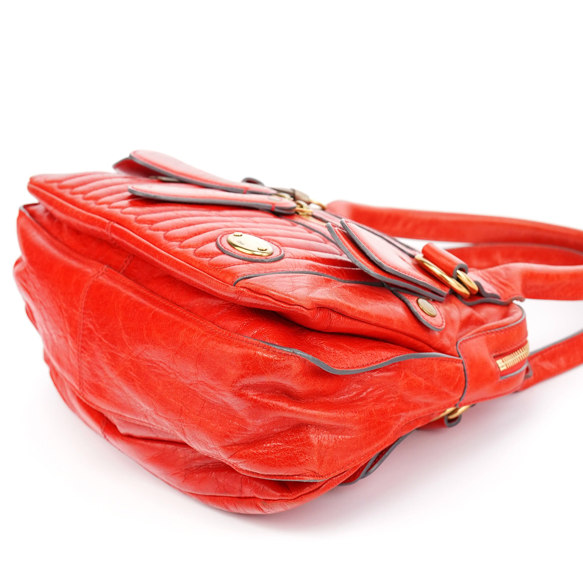 Red Leather Bay Tote Bag