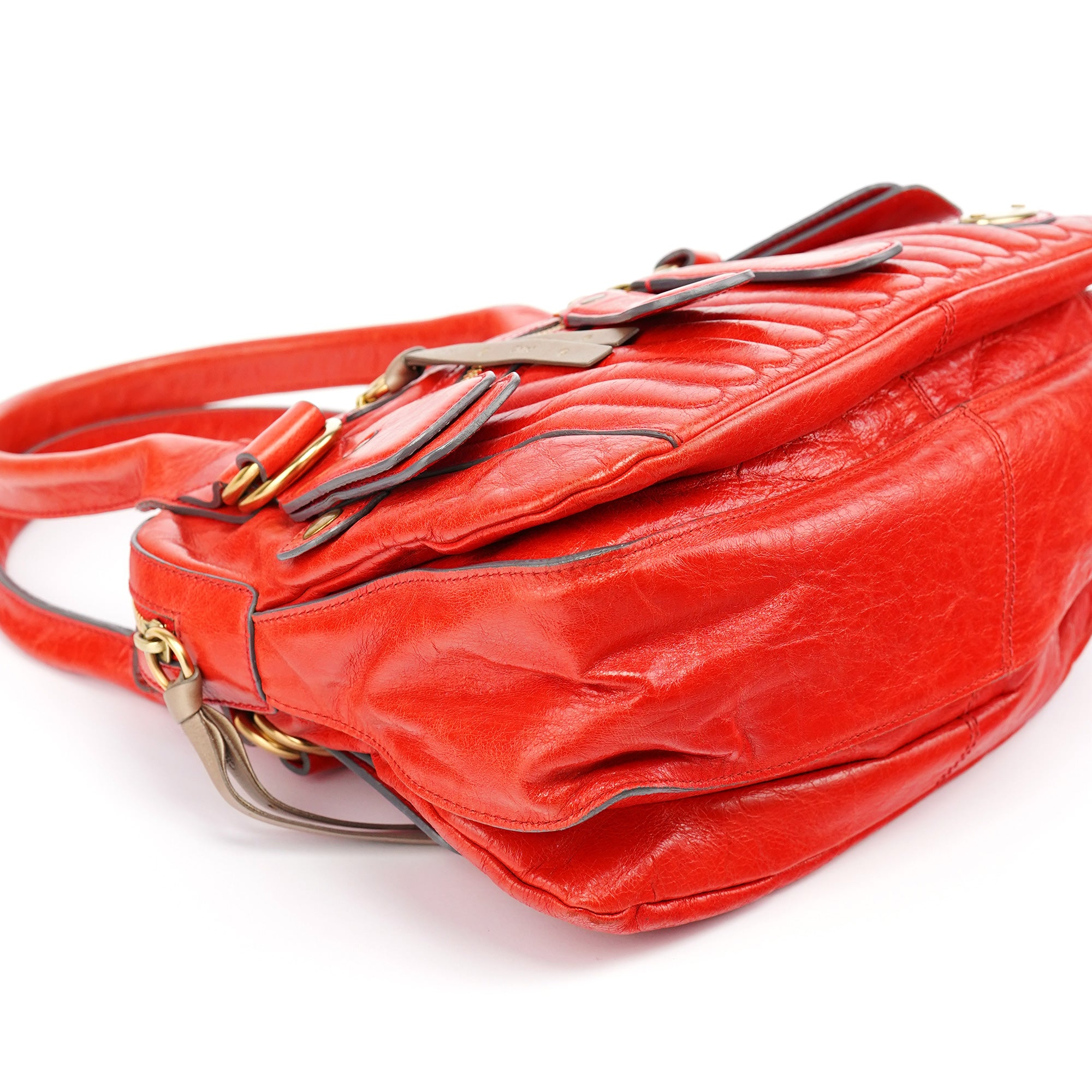 Red Leather Bay Tote Bag