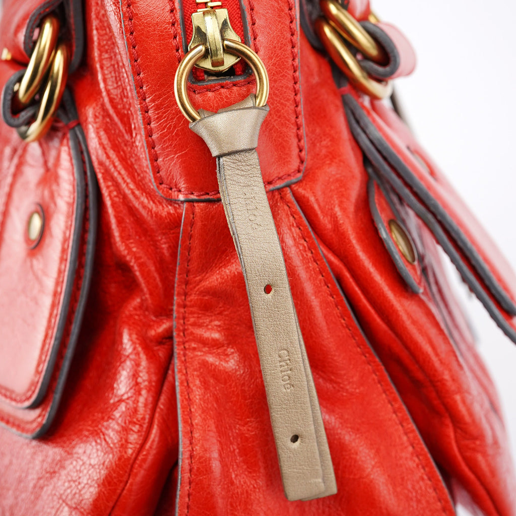 Red Leather Bay Tote Bag