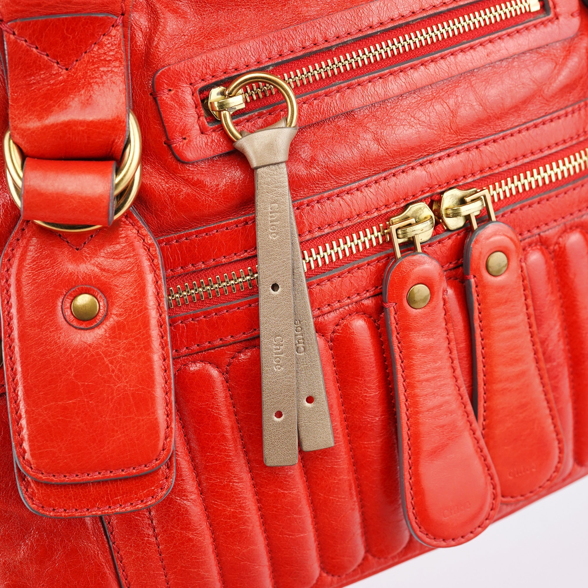 Red Leather Bay Tote Bag