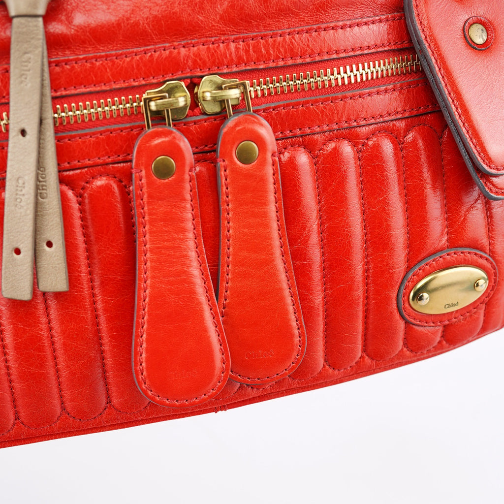Red Leather Bay Tote Bag