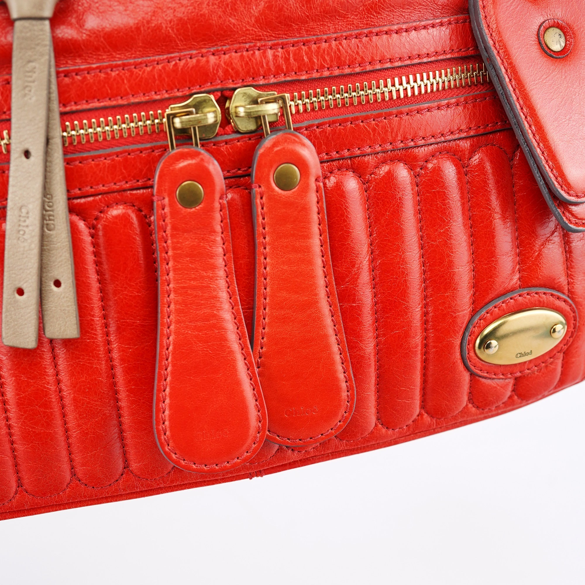 Red Leather Bay Tote Bag