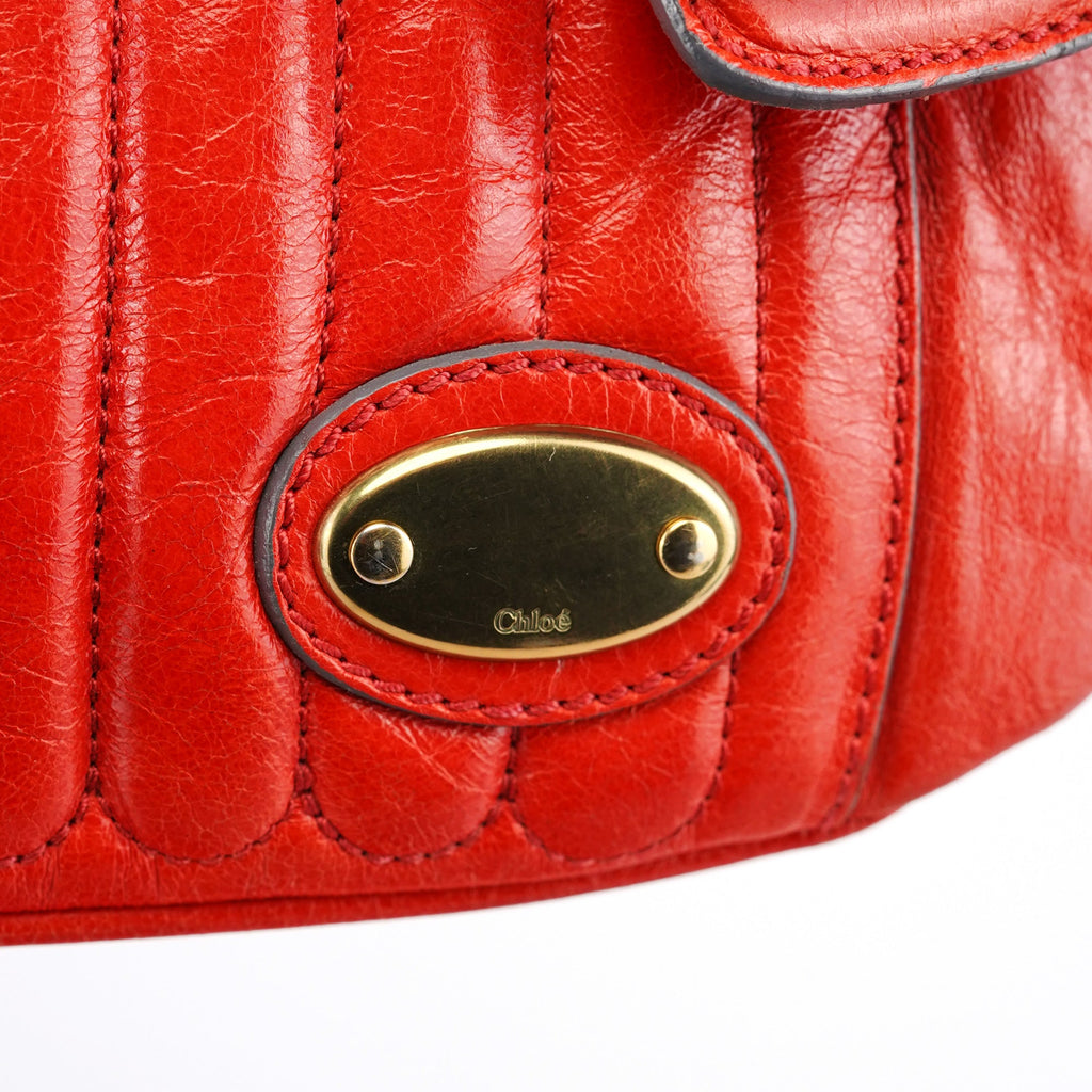 Red Leather Bay Tote Bag