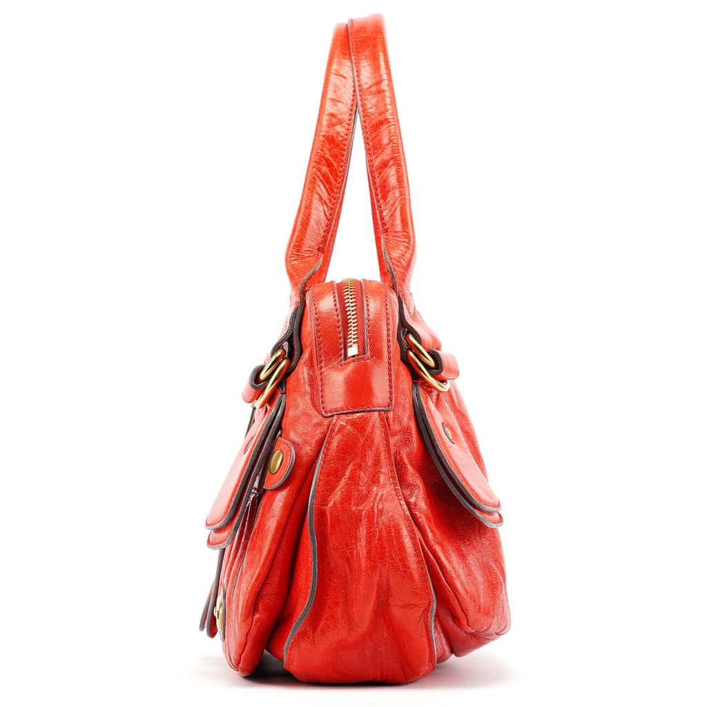 Red Leather Bay Tote Bag