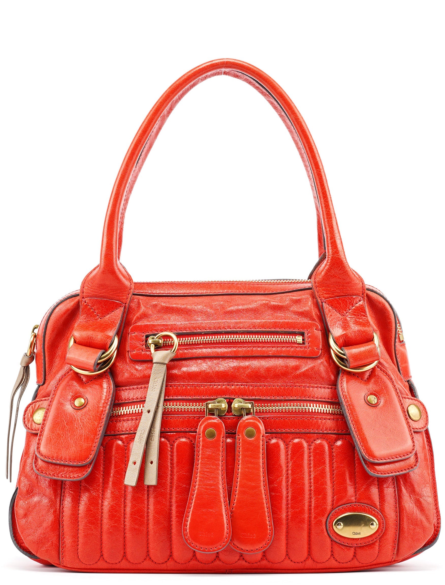 Red Leather Bay Tote Bag