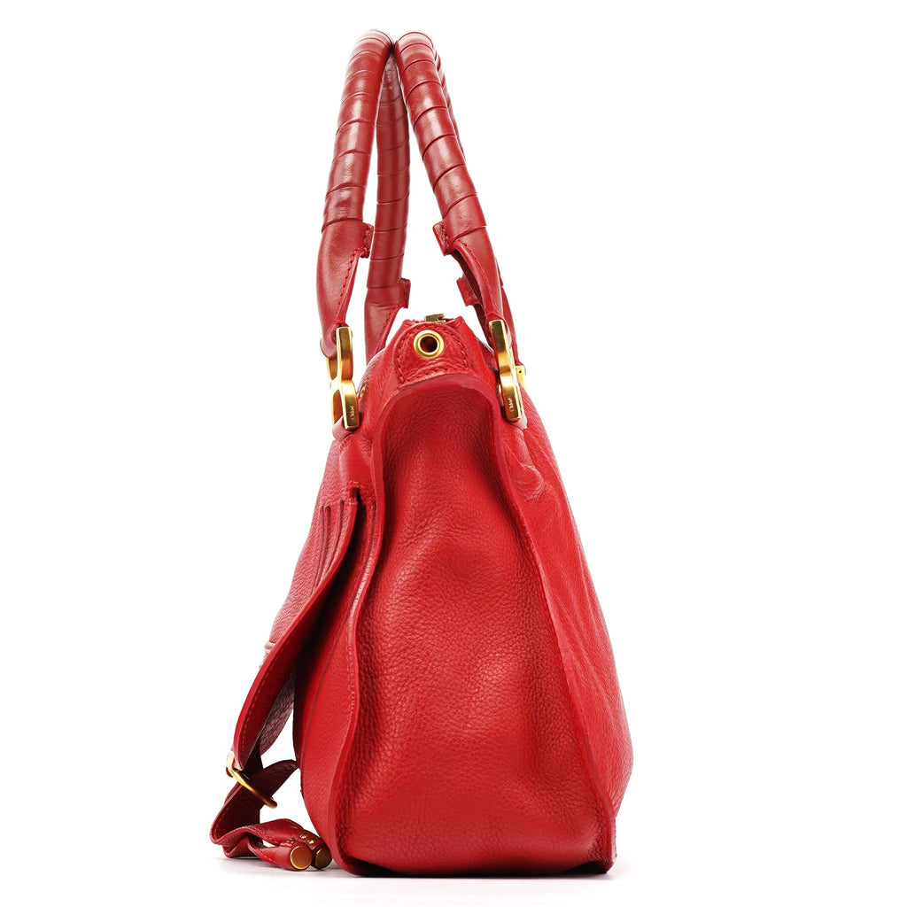 Red Leather Marcie Shoulder Bag
