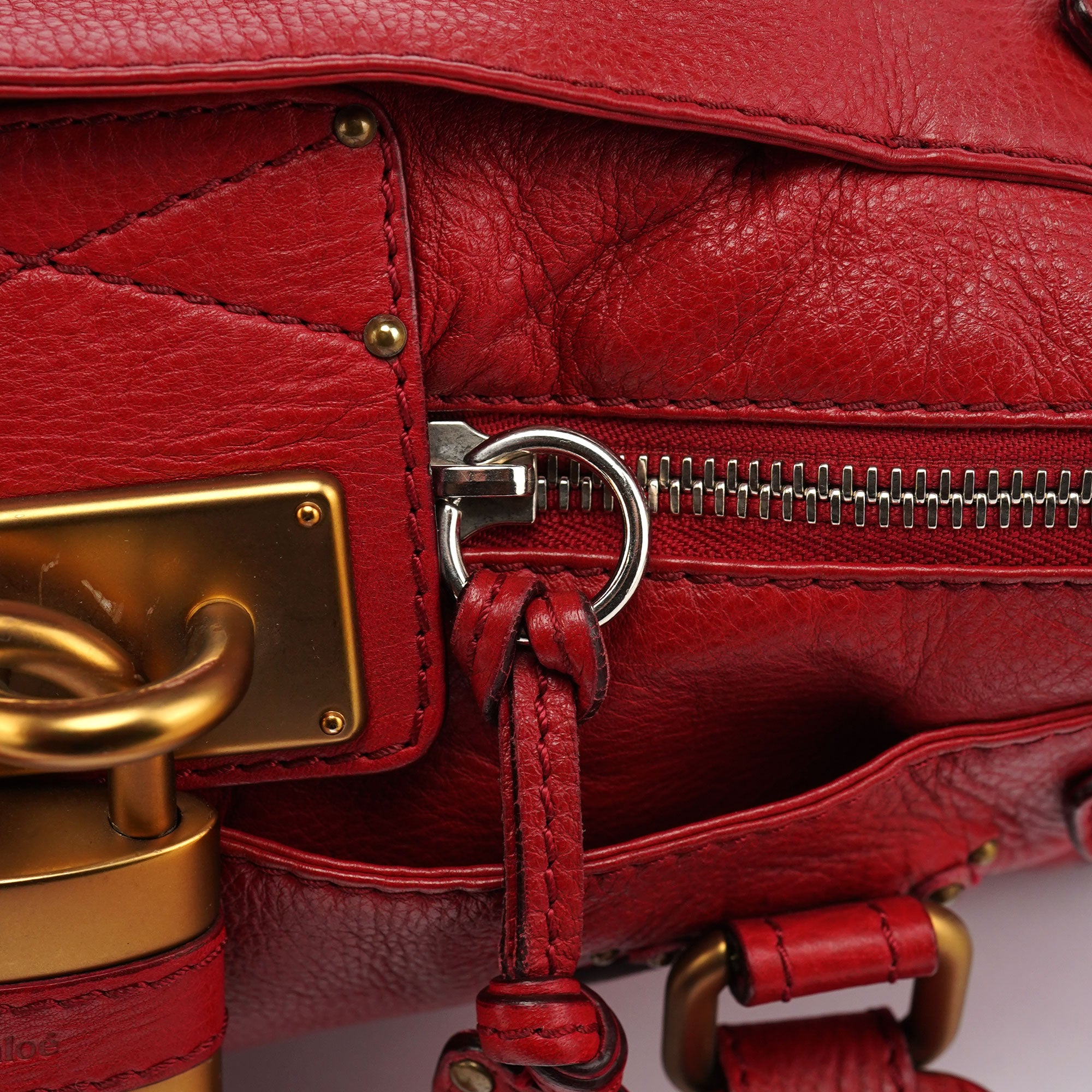 Red Leather Paddington Shoulder Bag