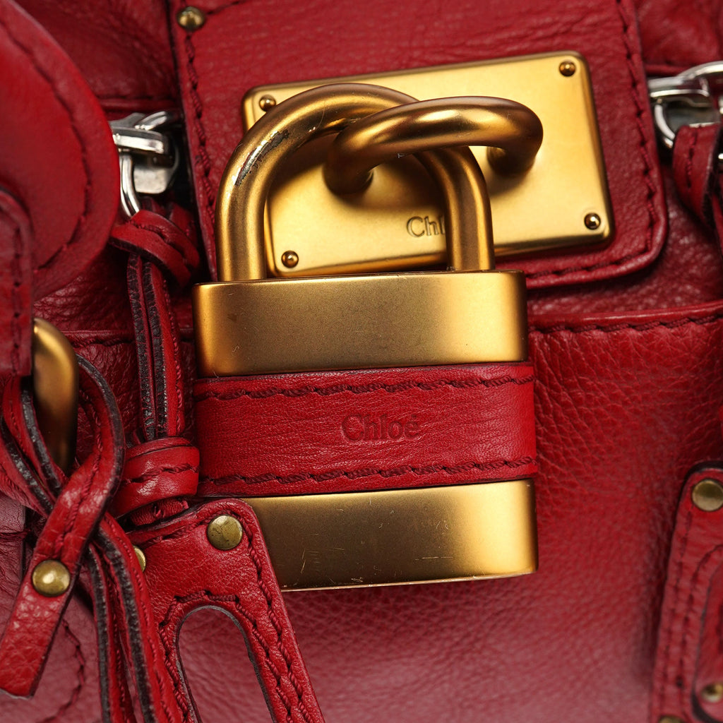 Red Leather Paddington Shoulder Bag