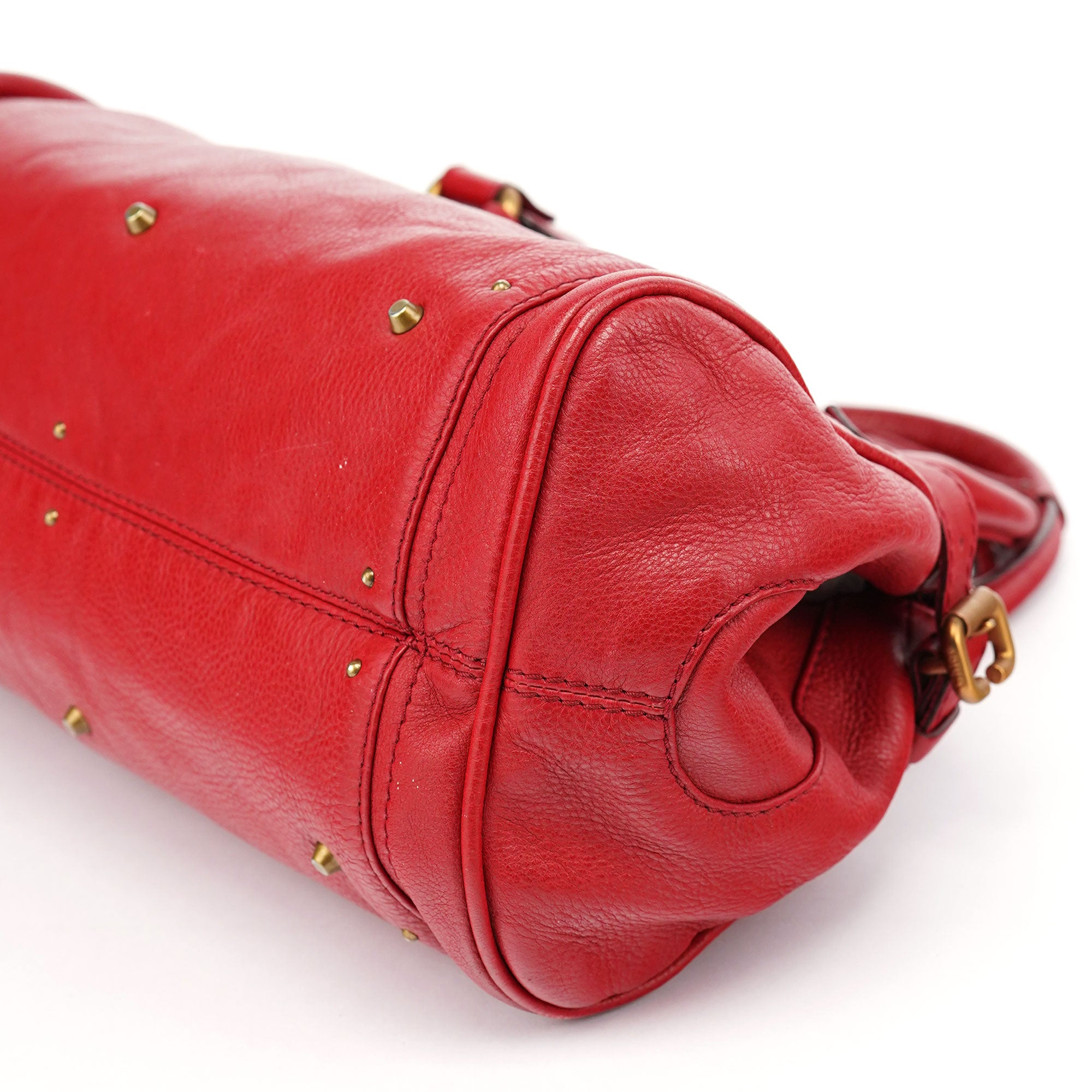 Red Leather Paddington Shoulder Bag