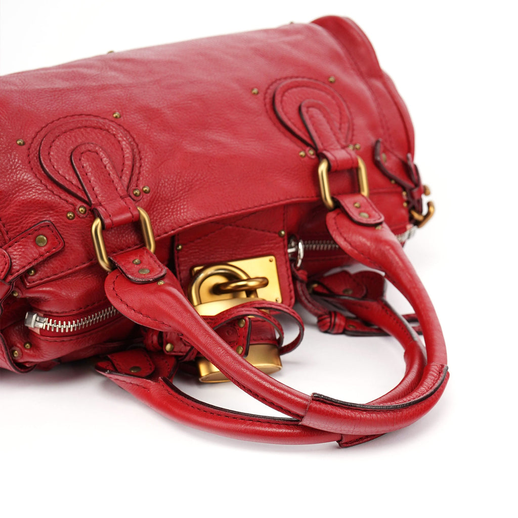 Red Leather Paddington Shoulder Bag