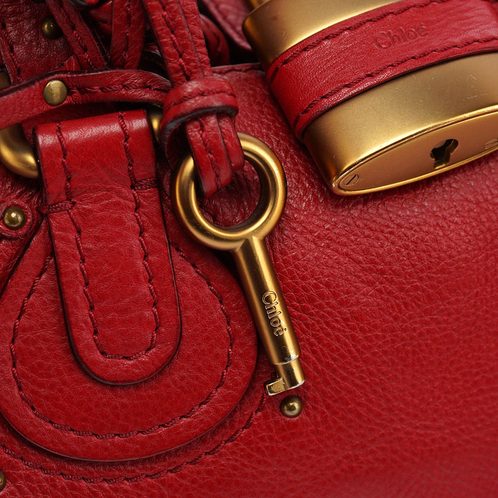 Red Leather Paddington Shoulder Bag