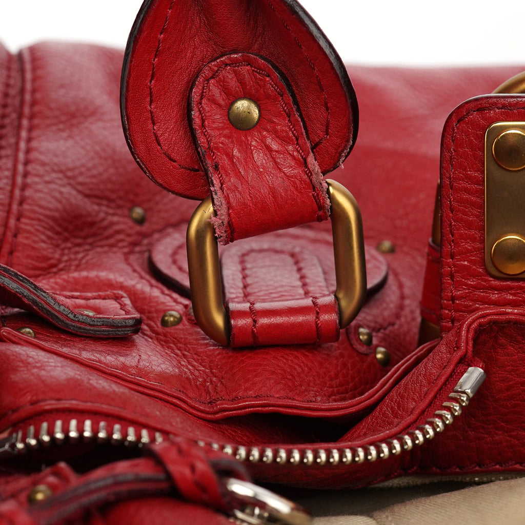 Red Leather Paddington Shoulder Bag