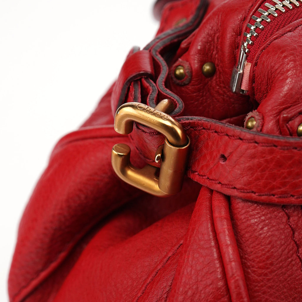Red Leather Paddington Shoulder Bag