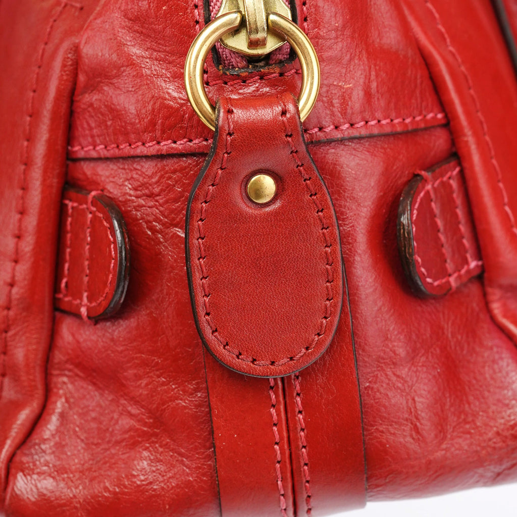 Red Leather Paraty Tote Bag