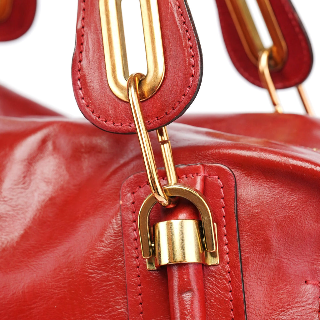 Red Leather Paraty Tote Bag