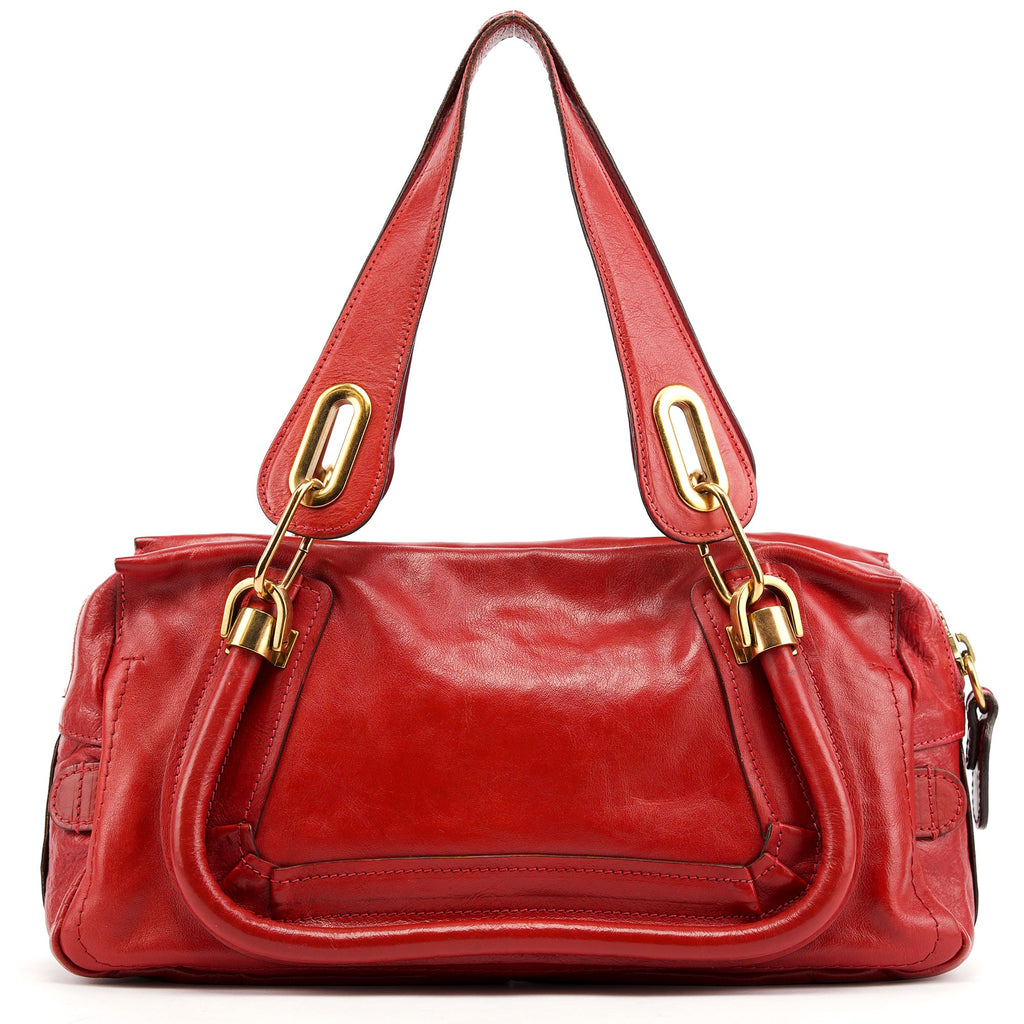 Red Leather Paraty Tote Bag