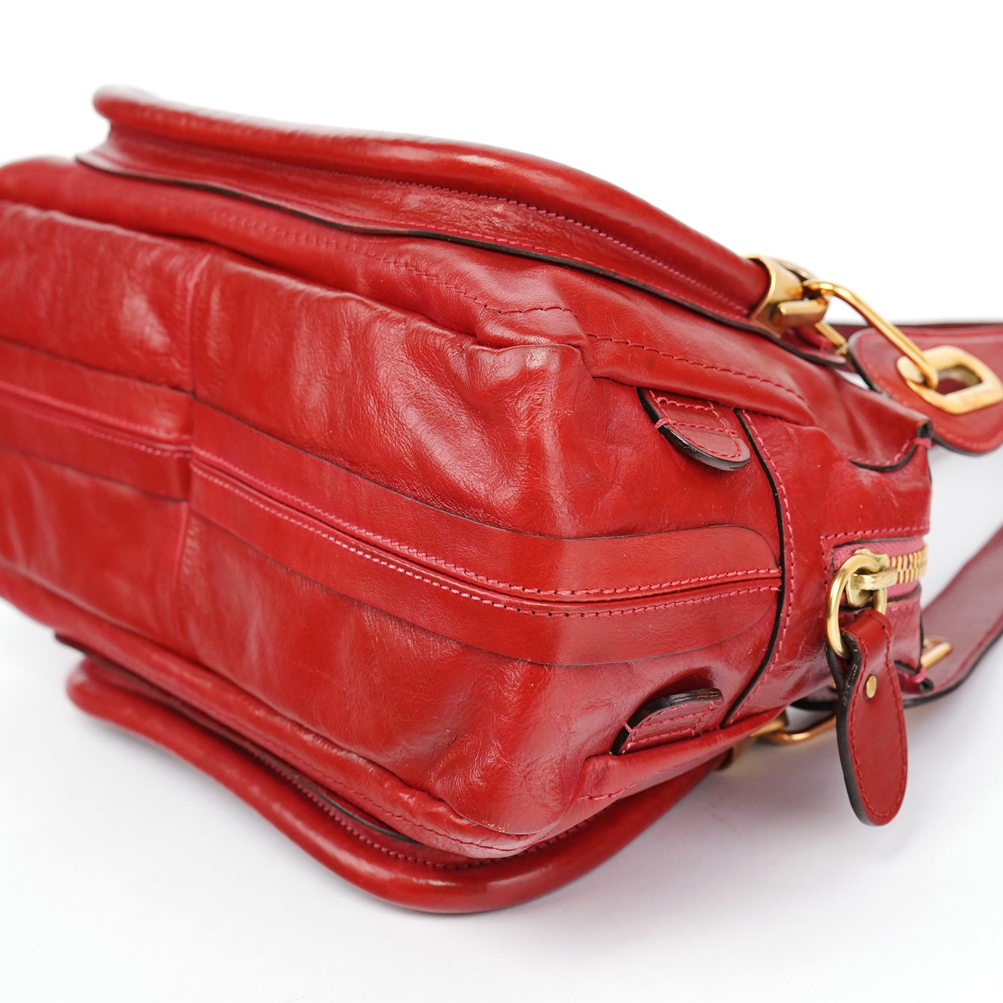 Red Leather Paraty Tote Bag