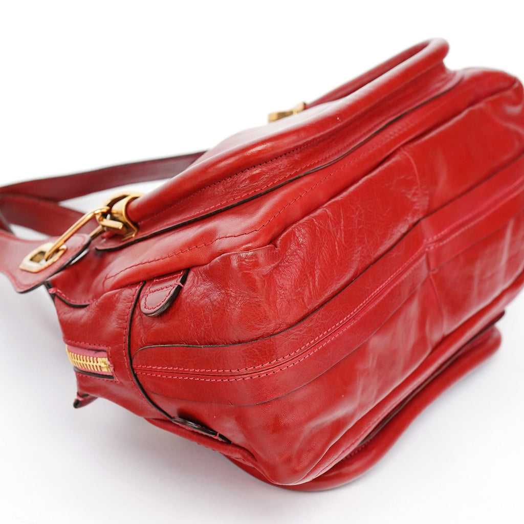 Red Leather Paraty Tote Bag