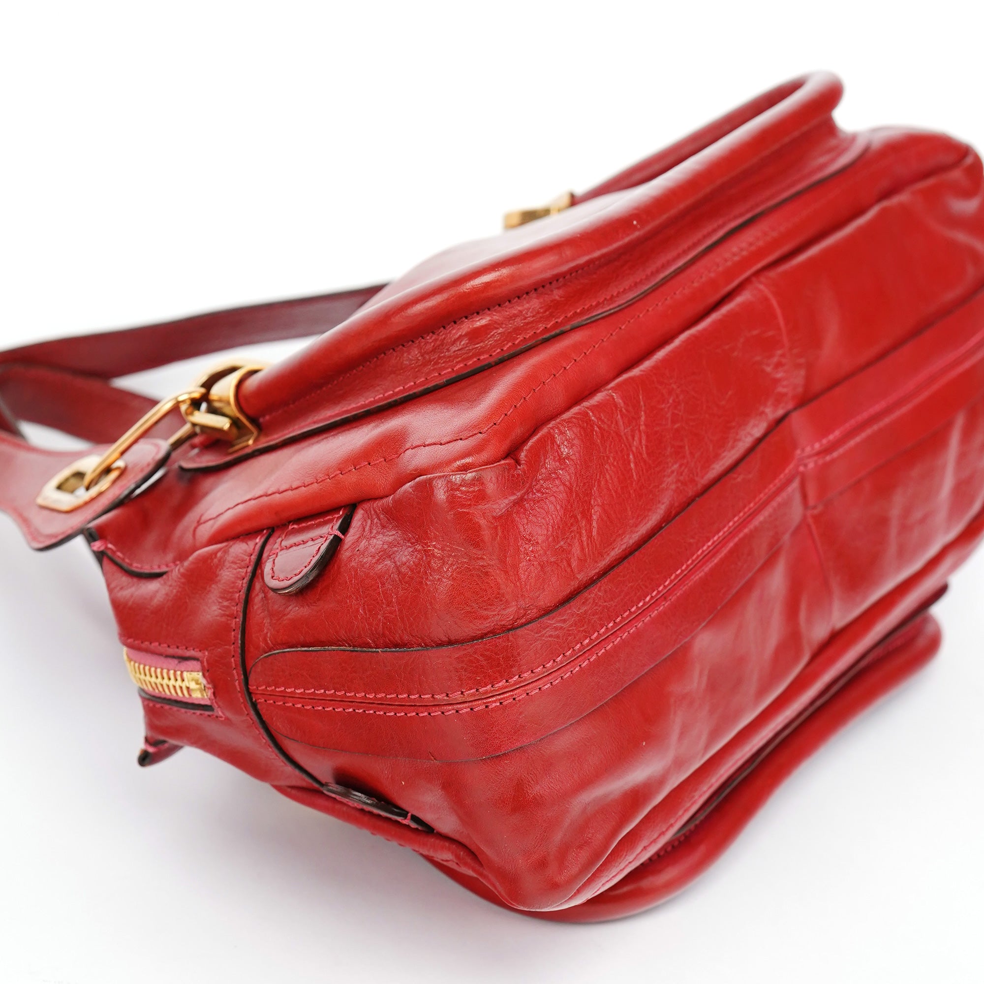 Red Leather Paraty Tote Bag