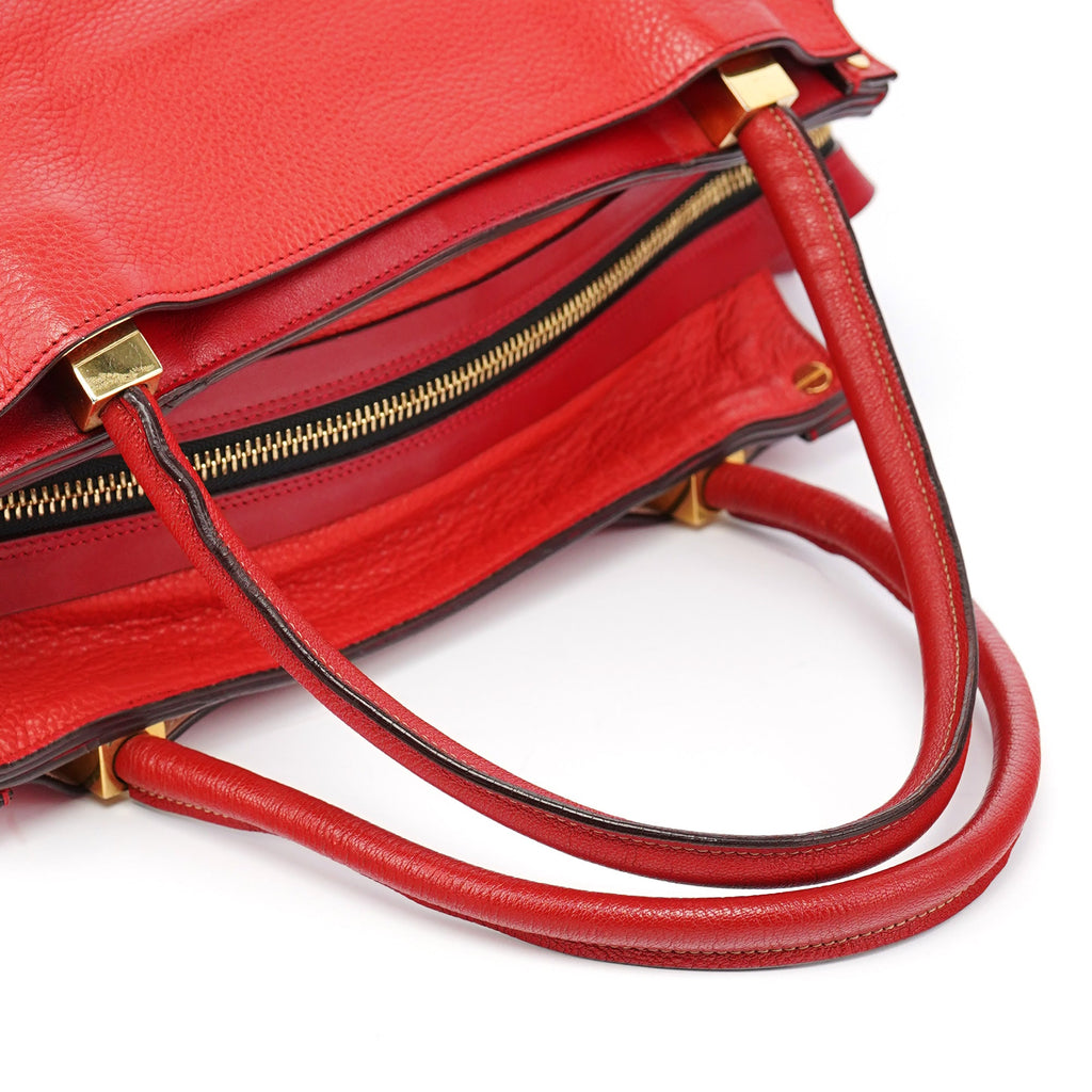 Red Leather Tote Bag