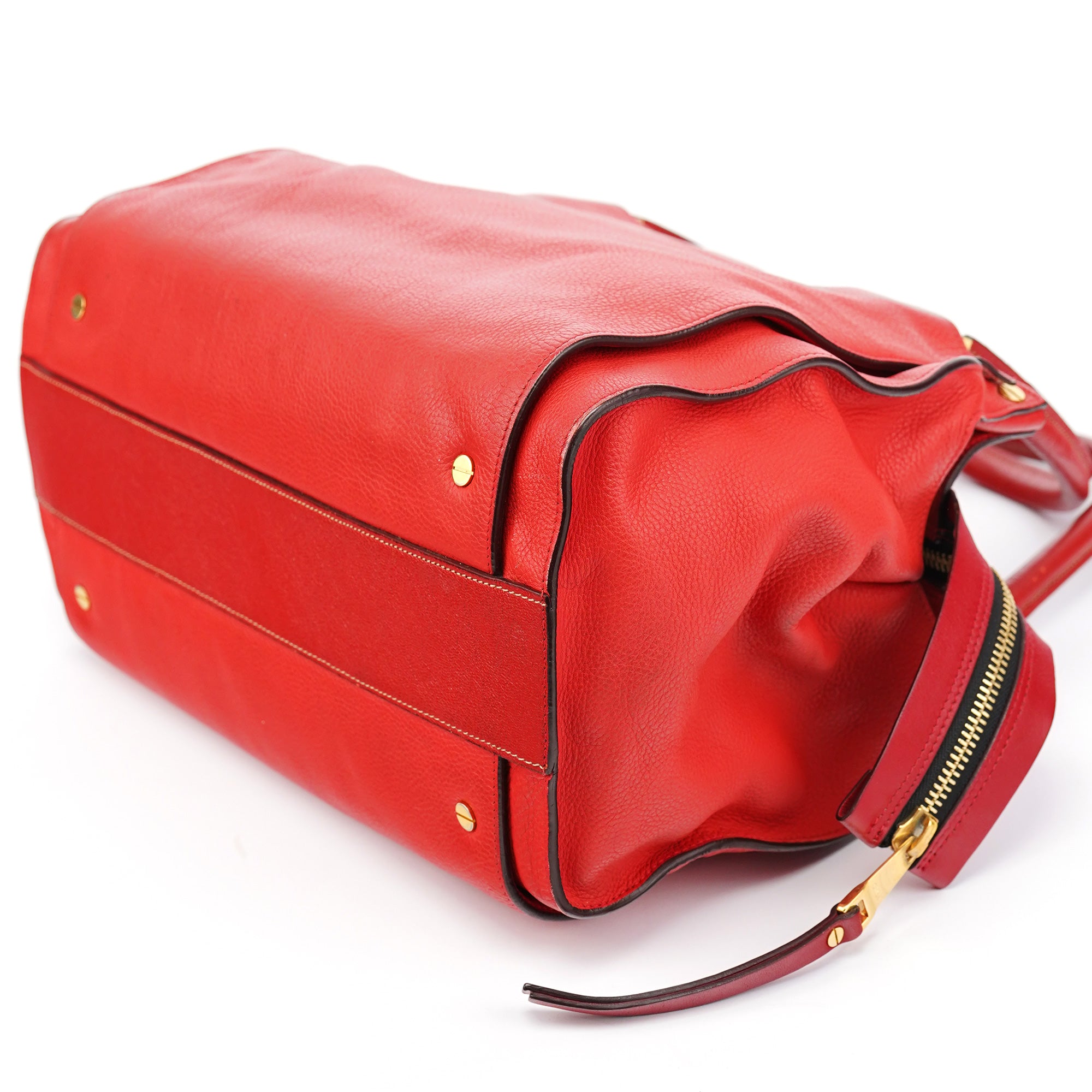 Red Leather Tote Bag