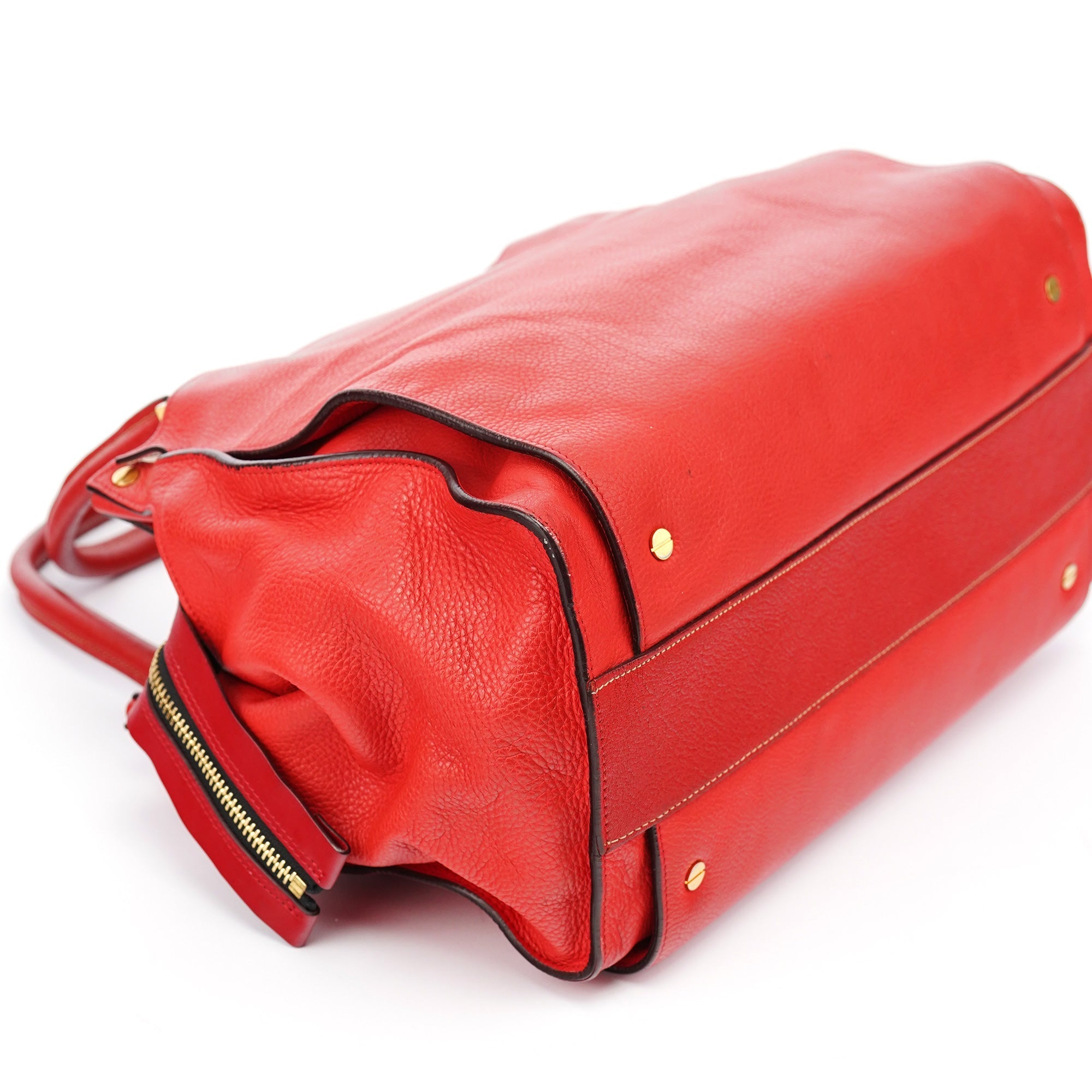 Red Leather Tote Bag