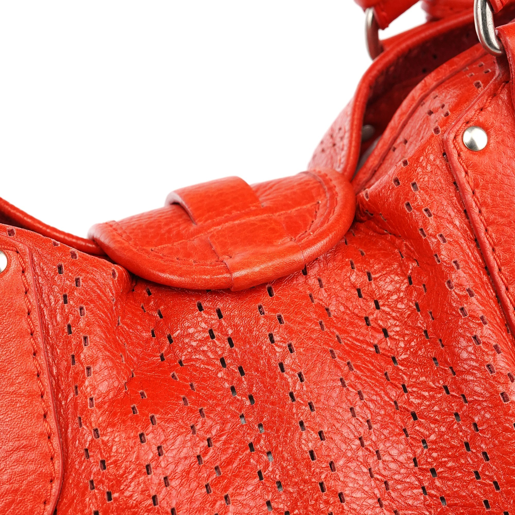 Red Perforated Leather Kerala Bag