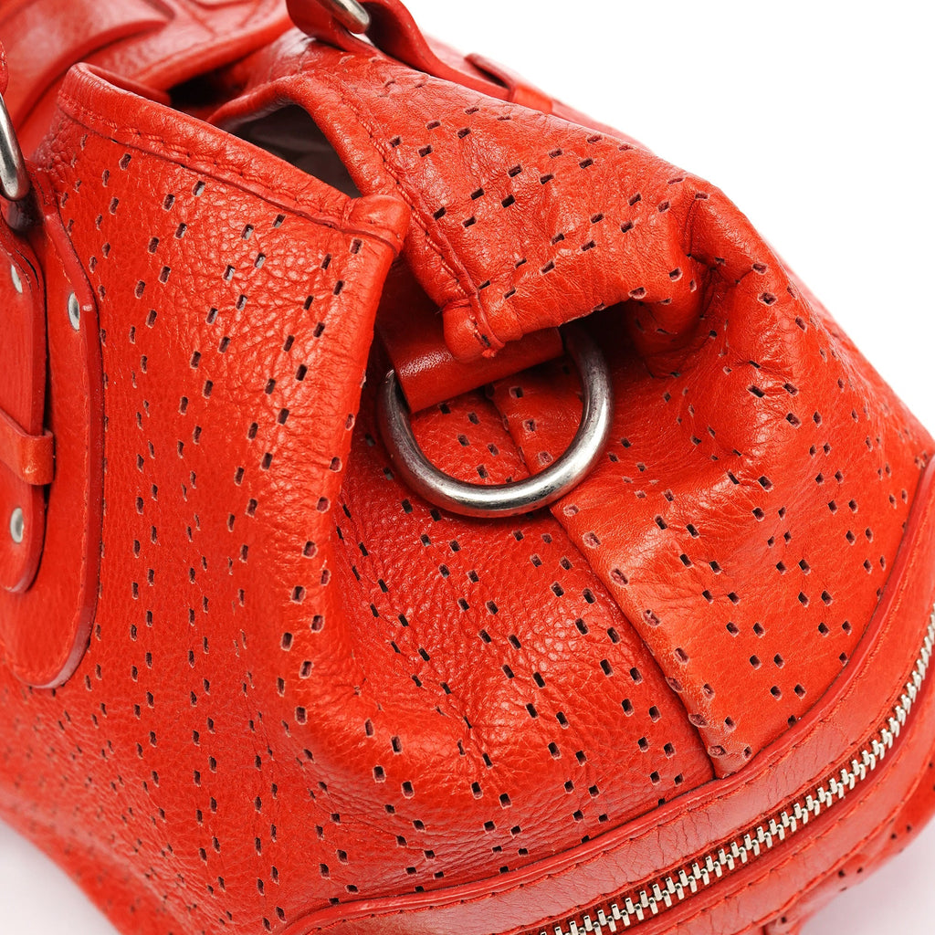 Red Perforated Leather Kerala Bag