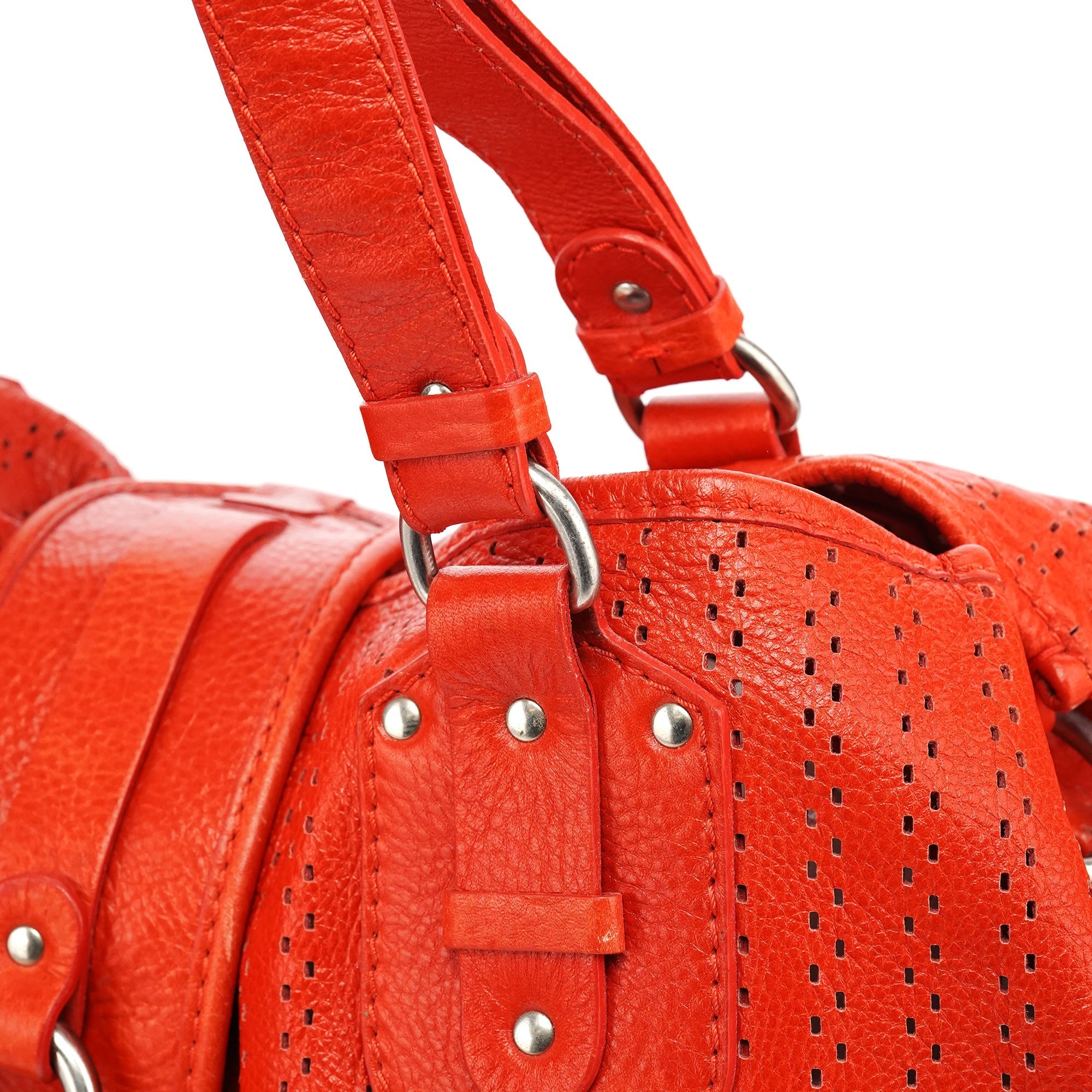 Red Perforated Leather Kerala Bag