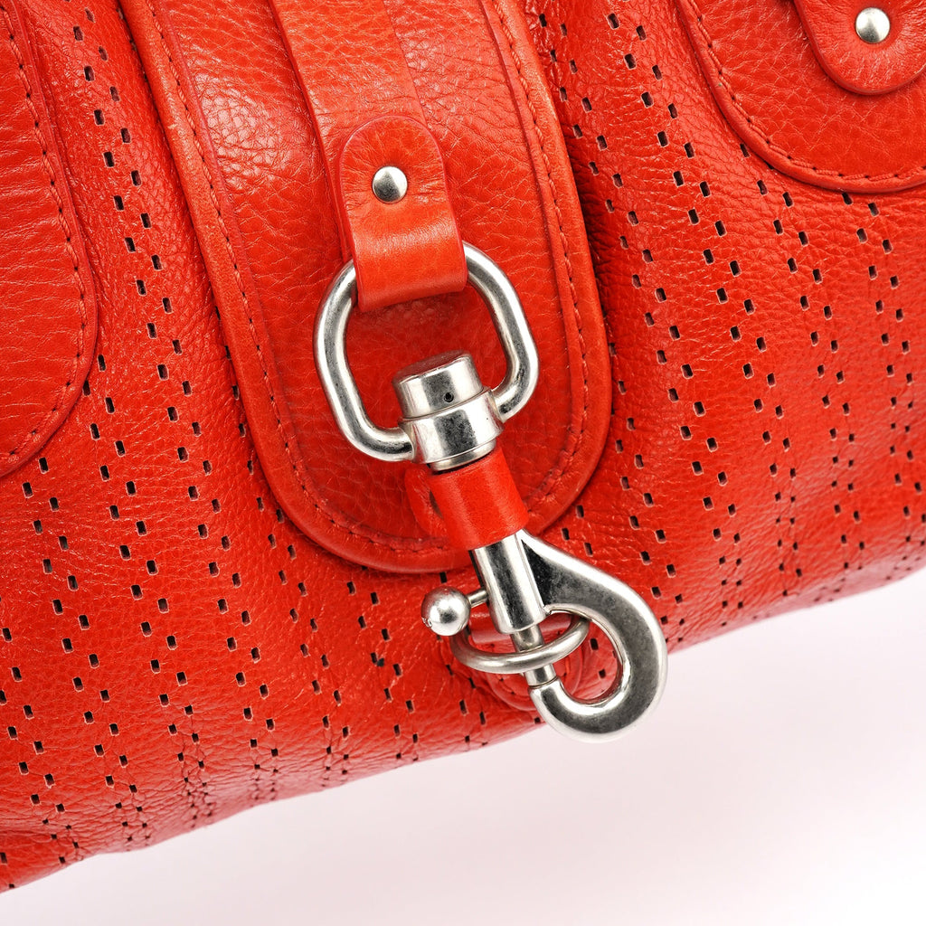 Red Perforated Leather Kerala Bag